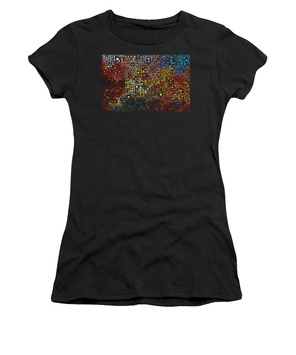 Colorful Women's T-Shirt featuring the digital art The City Grid by Eileen Backman