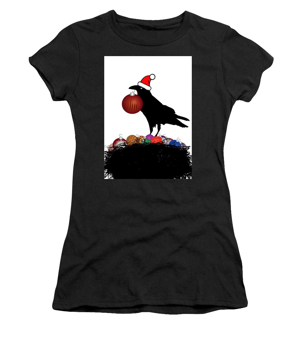Crow Women's T-Shirt featuring the mixed media The Collector by Moira Law