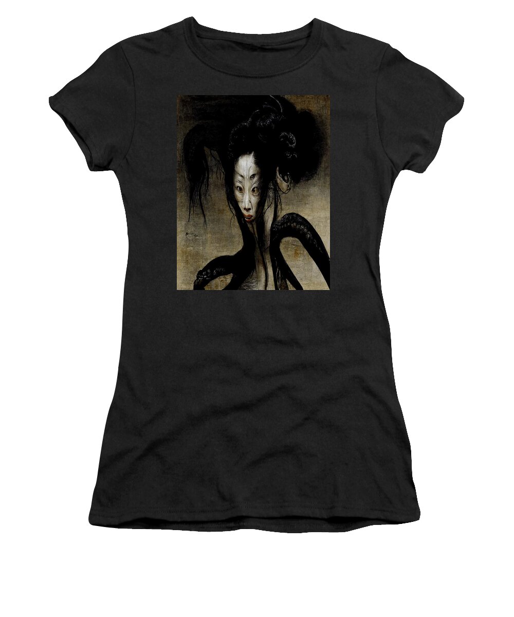 Horror Women's T-Shirt featuring the digital art The Constricting Agemaki by Ryan Nieves