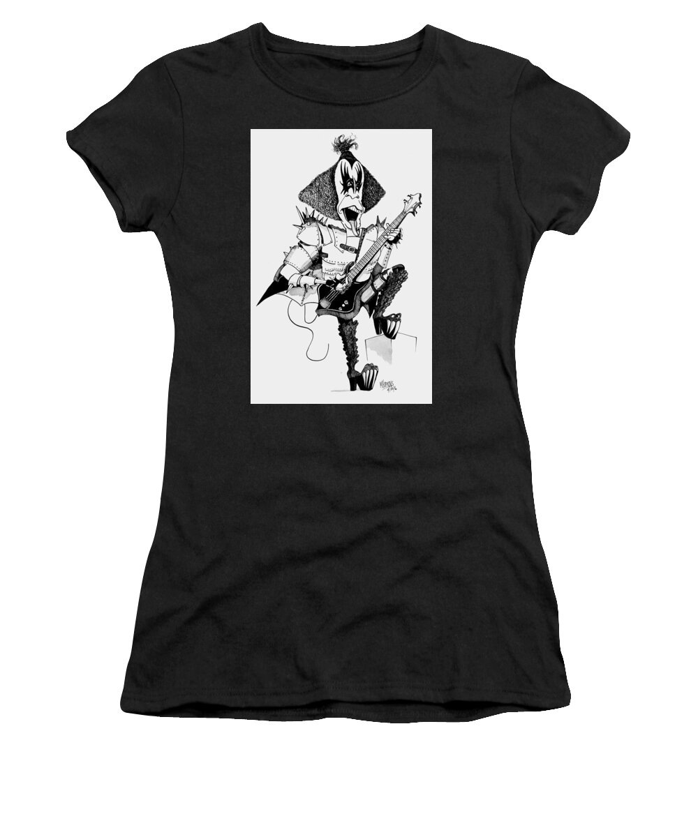 Kiss Women's T-Shirt featuring the drawing The Demon by Michael Hopkins