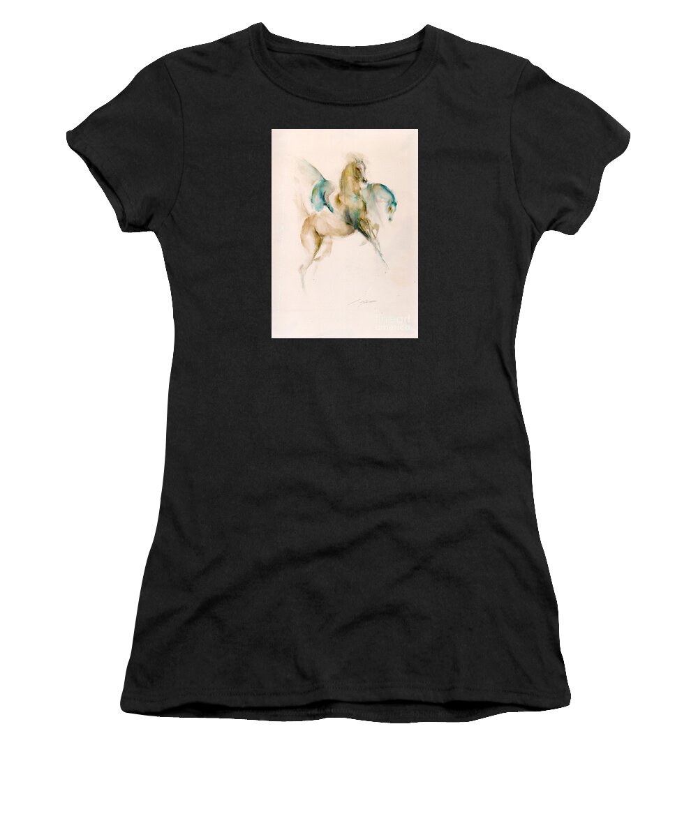 Horses Women's T-Shirt featuring the painting The illusion by Janette Lockett