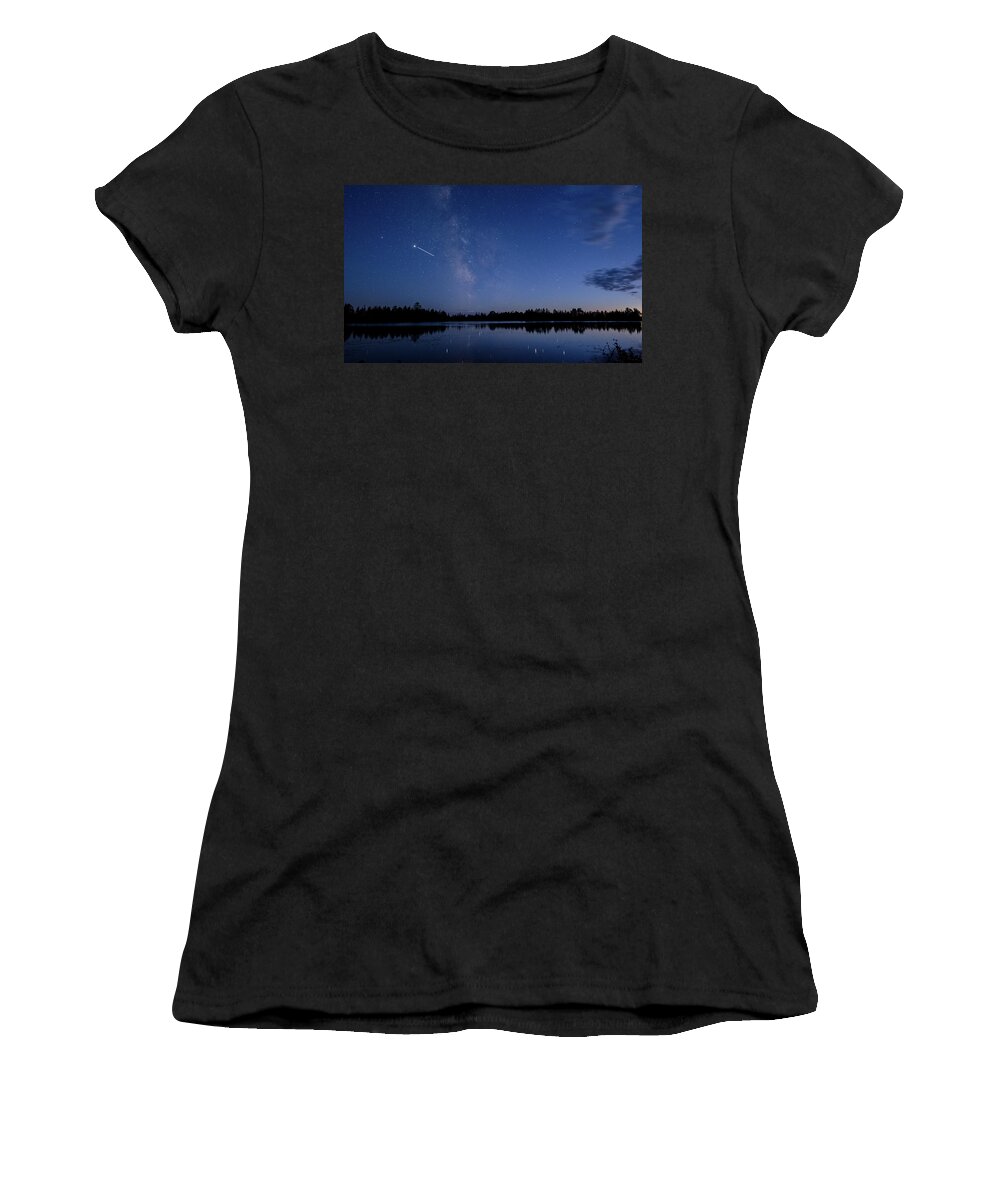 Gales Of November Women's T-Shirt featuring the photograph The ISS and Jupiter by Gales Of November
