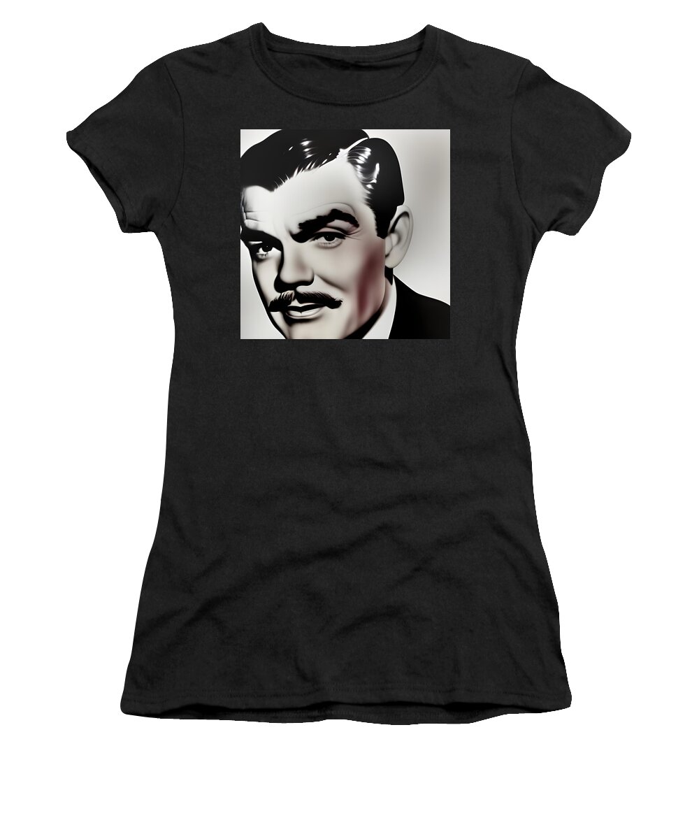 Digital King Hollywood Clark Gable Actor Women's T-Shirt featuring the digital art The King of Hollywood by Beverly Read