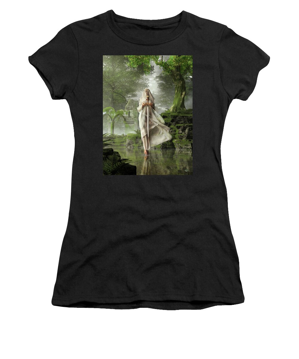 Lady Of The Lake Women's T-Shirt featuring the digital art The Lady of the Lake by Daniel Eskridge