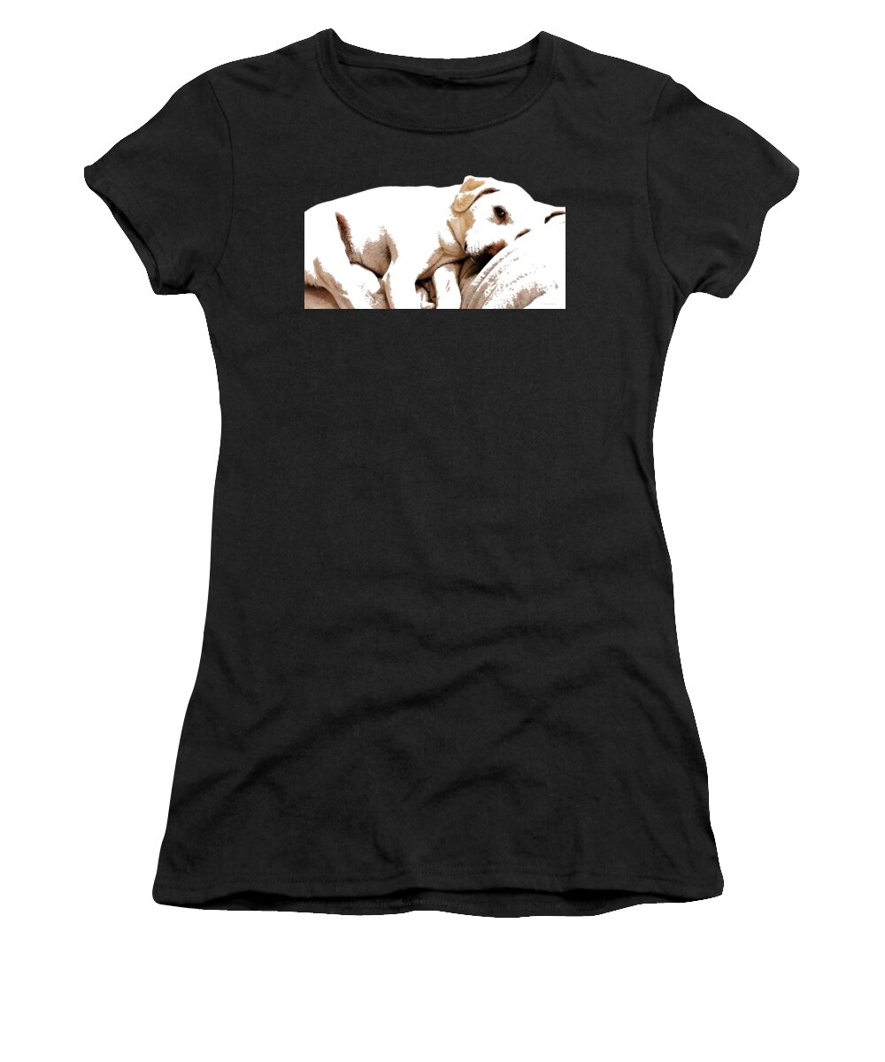 Labrador Retriever Women's T-Shirt featuring the painting The Look 1 - Labrador Retriever Dog Art by Sharon Cummings