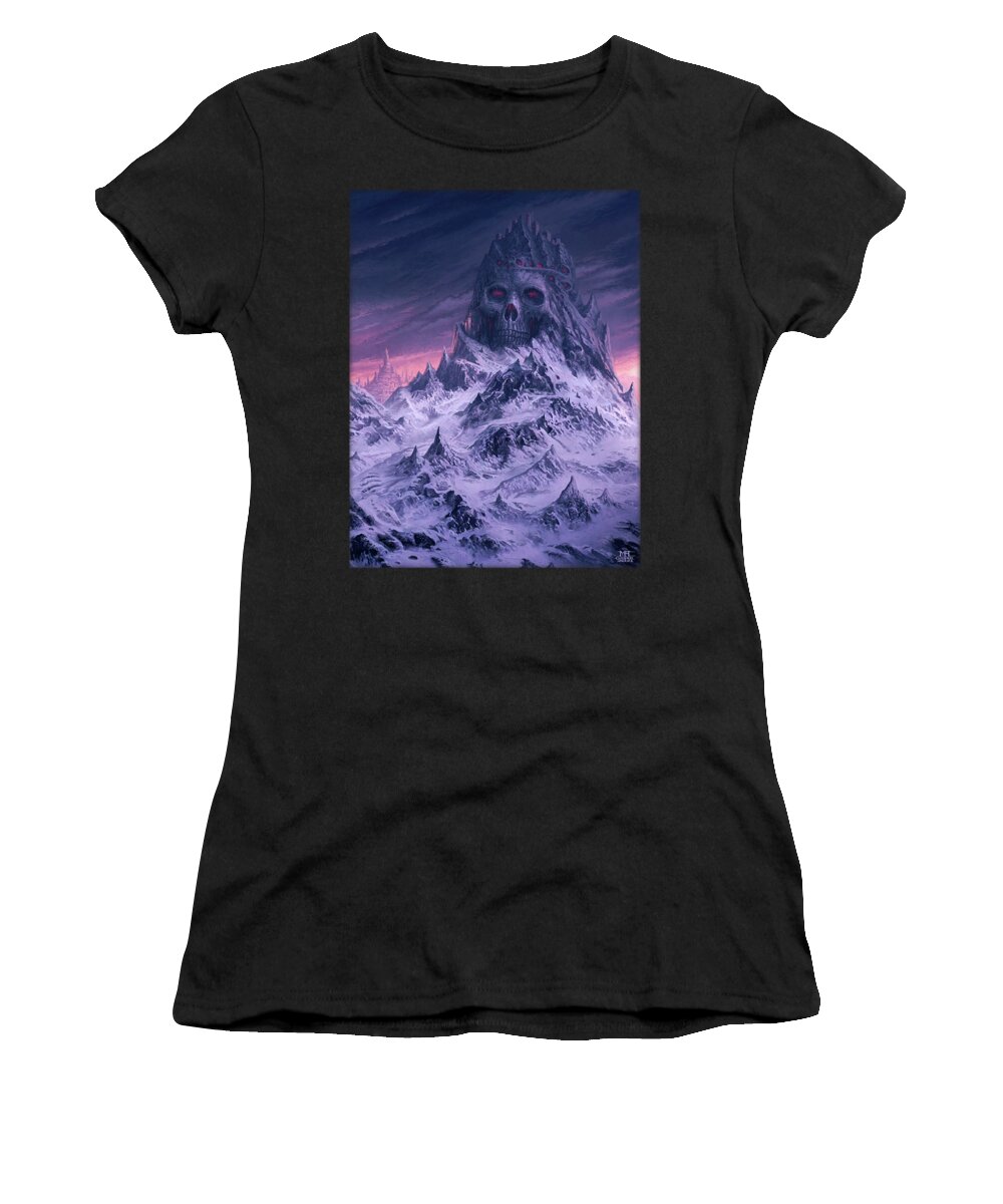 Mountains Women's T-Shirt featuring the painting The Peak of Despair by Mark Cooper