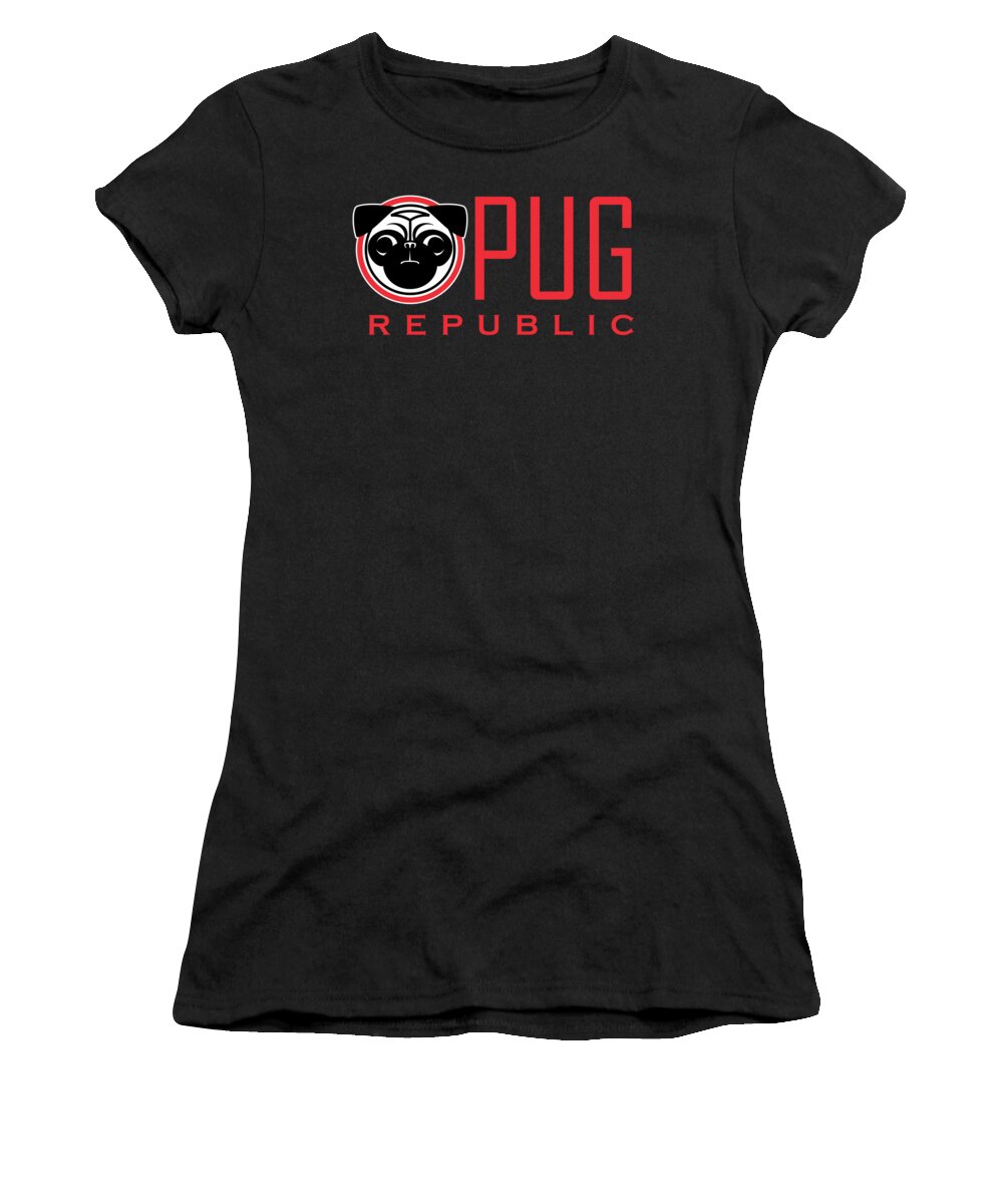 Pug Women's T-Shirt featuring the drawing The Pug Republic by Canine Caricatures By John LaFree