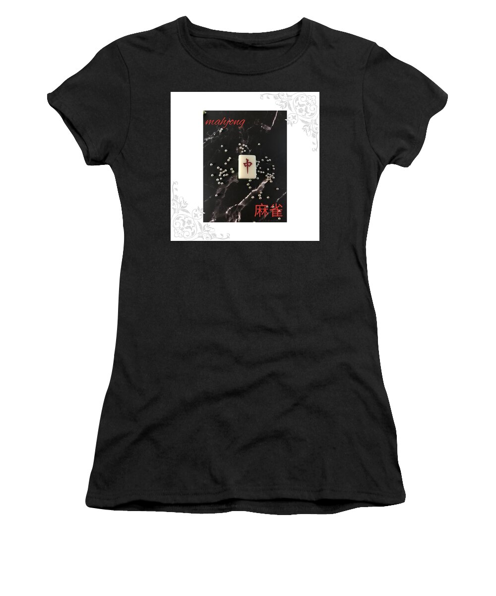 Mahjong Women's T-Shirt featuring the mixed media The Red Dragon by Mona Remedios Stickley