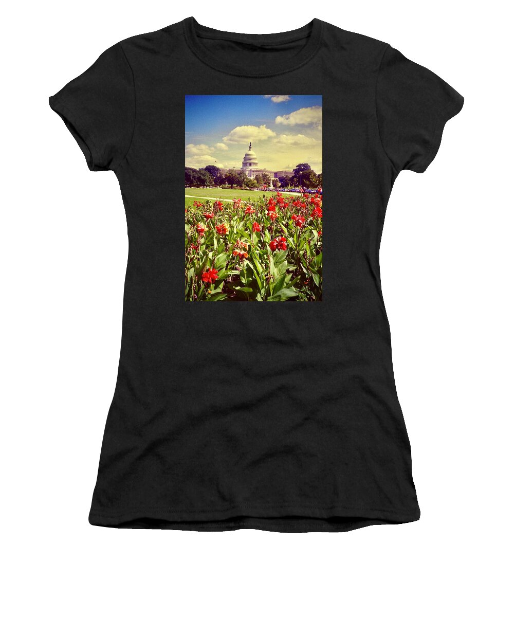  Women's T-Shirt featuring the photograph The Washington State Capitol 1984 by Gordon James