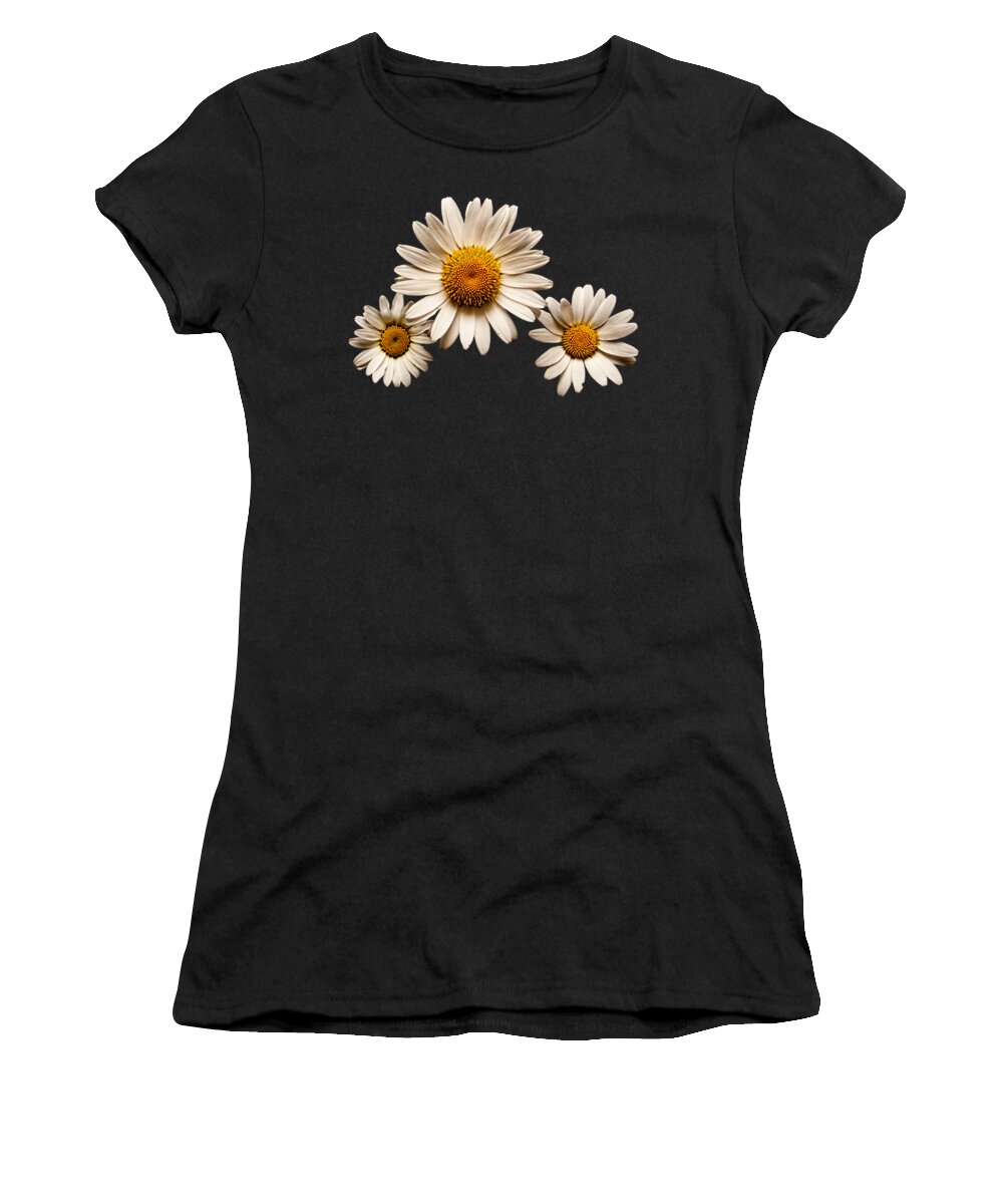 Three Daisies Women's T-Shirt featuring the photograph Three Daisies by Weston Westmoreland