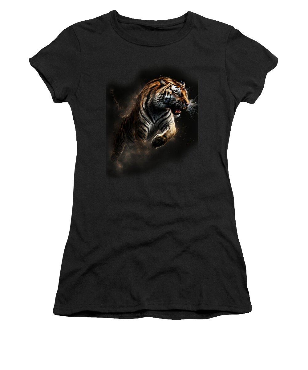 Tiger Women's T-Shirt featuring the digital art Tiger Attack by Daniel Eskridge