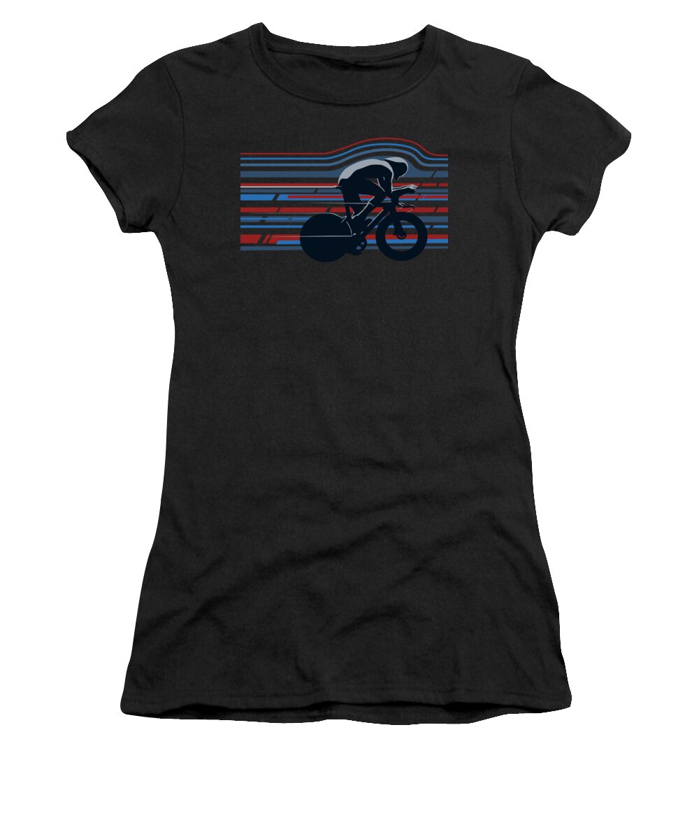 Cycling Poster Women's T-Shirt featuring the digital art Time Trial Triathlete cyclist by Sassan Filsoof