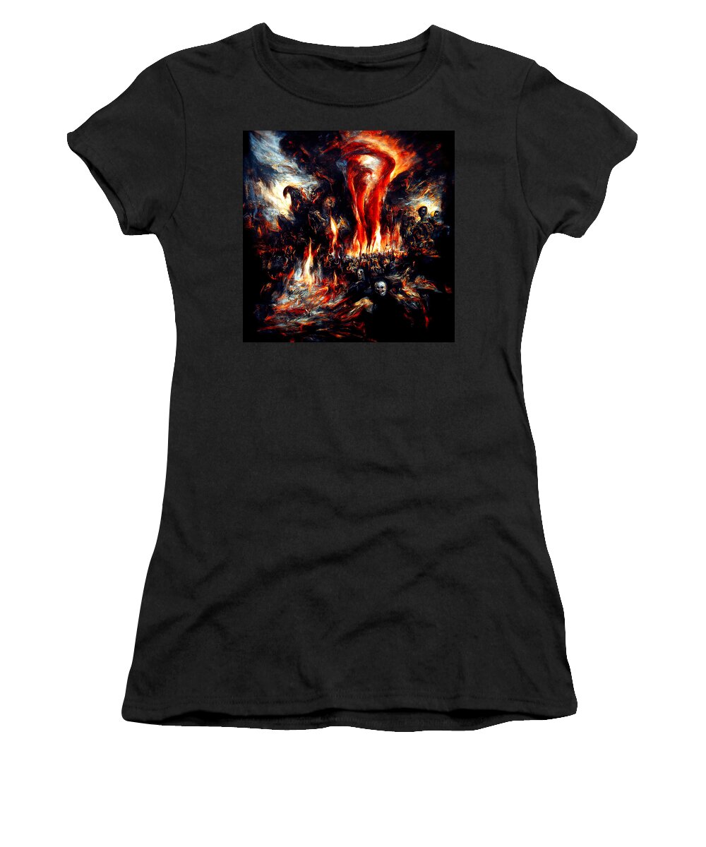 Hell Women's T-Shirt featuring the painting Tornado of Souls, 02 by AM FineArtPrints