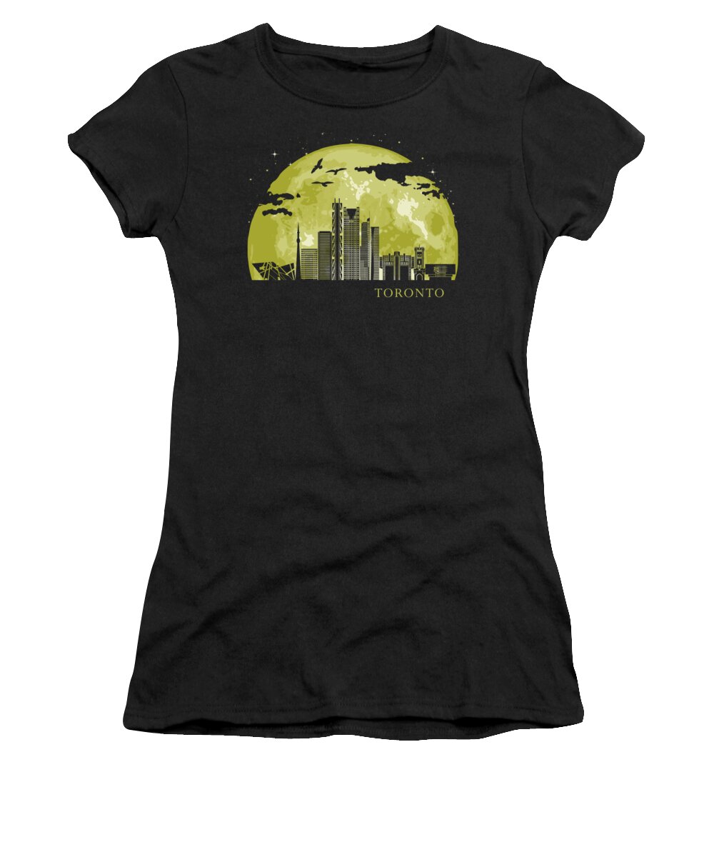 Toronto Women's T-Shirt featuring the digital art TORONTO Moon Light Night Stars Skyline by Filip Schpindel