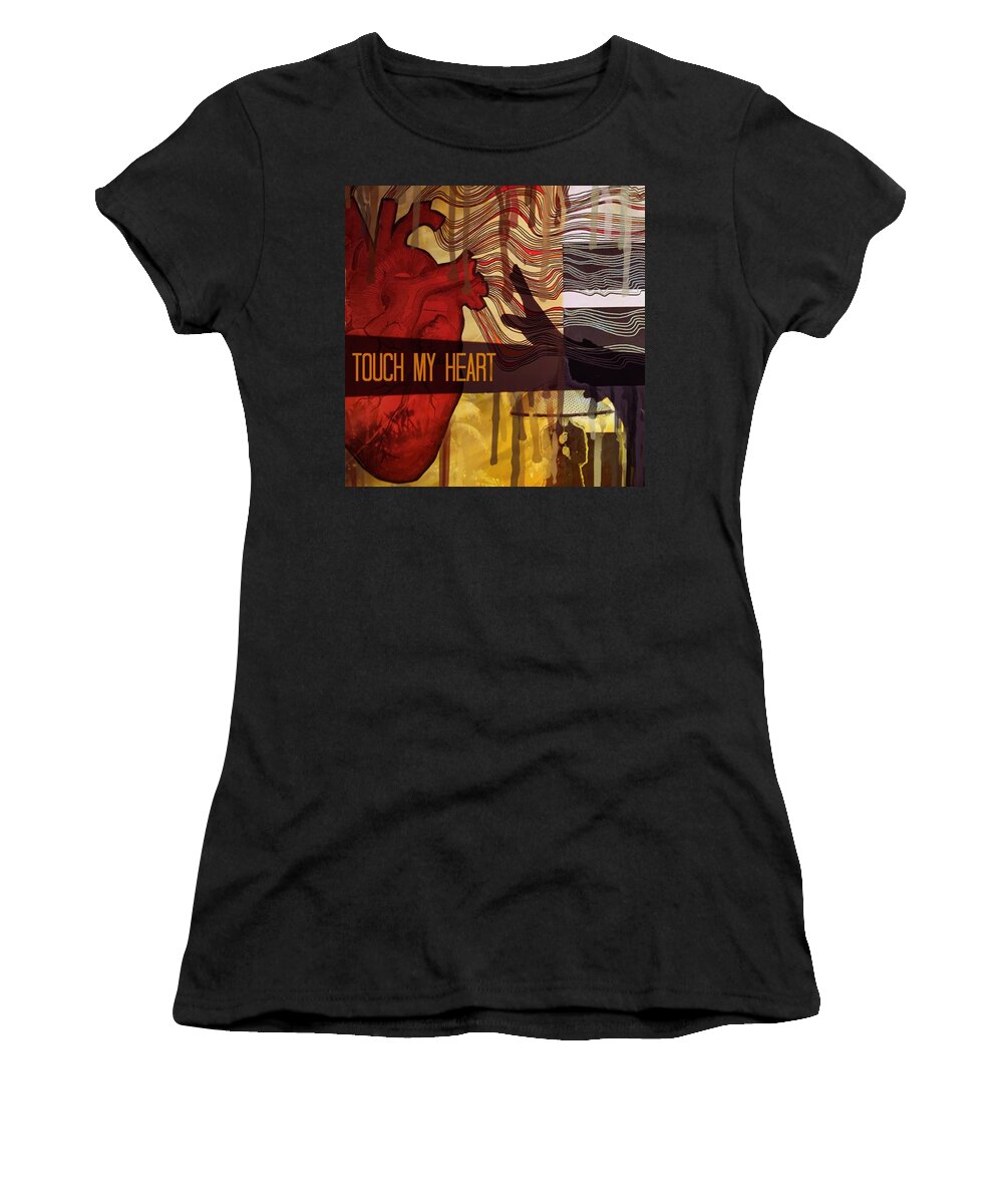 Collage Women's T-Shirt featuring the digital art Touch My Heart by Tanja Leuenberger