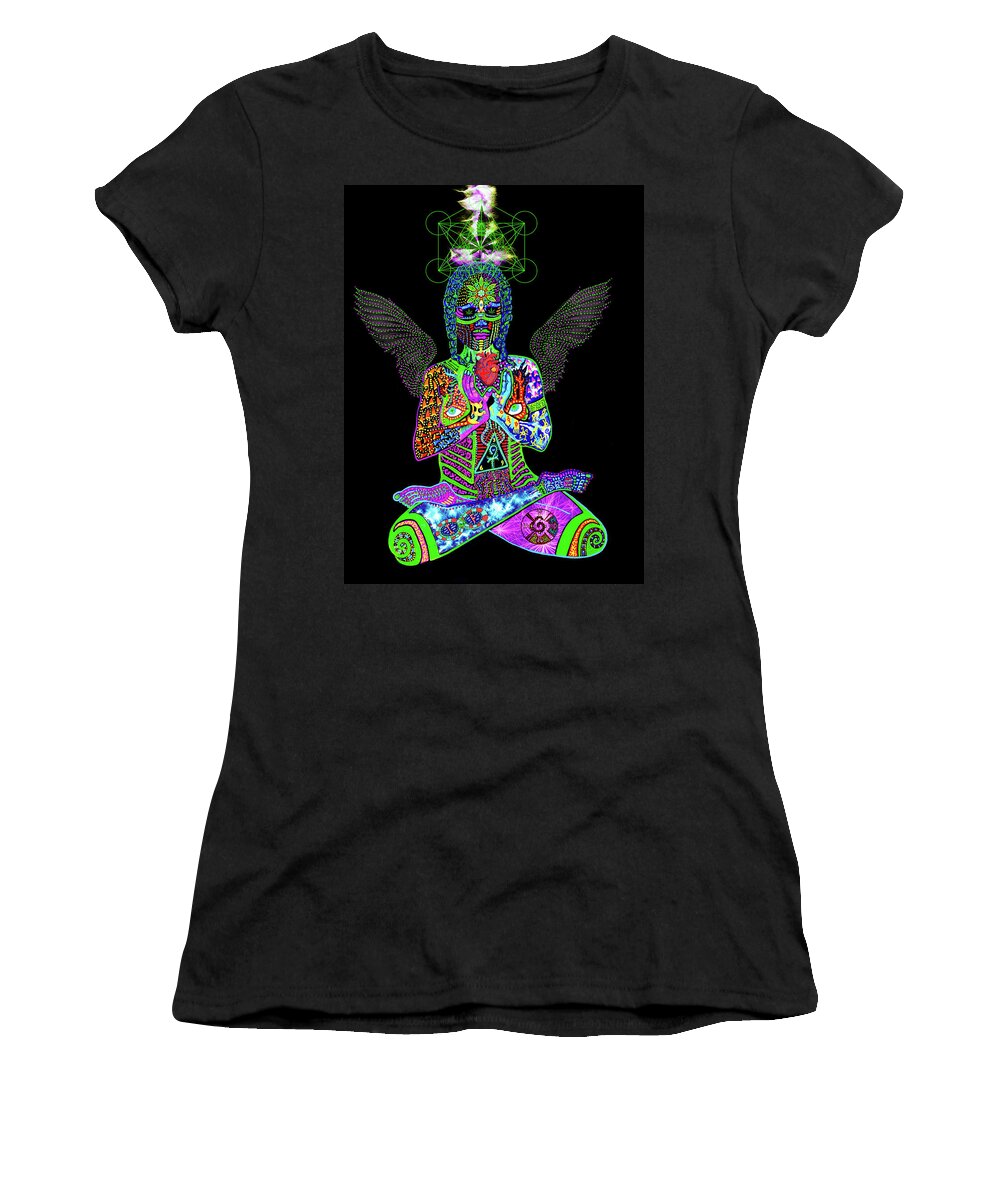 Visionary Art Women's T-Shirt featuring the mixed media Transurfing Intelligence by Myztico Campo