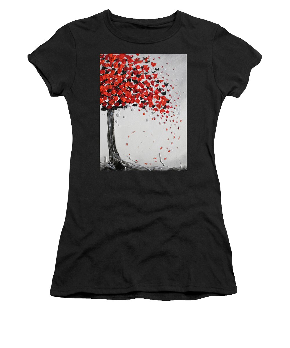 Red Poppies Women's T-Shirt featuring the painting Tree Full of Wishes by Amanda Dagg