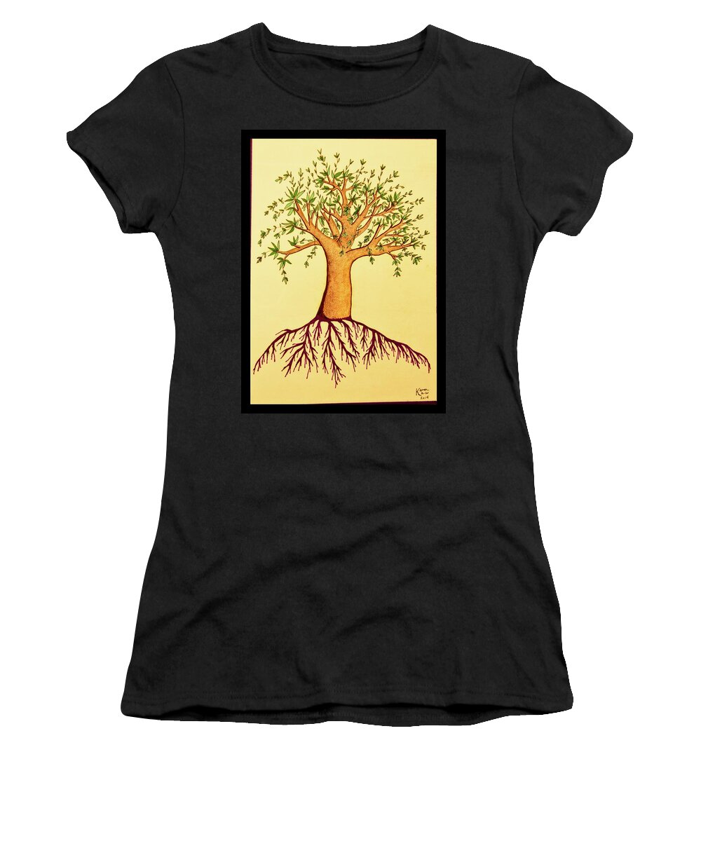 Tree Women's T-Shirt featuring the drawing Tree by Karen Nice-Webb