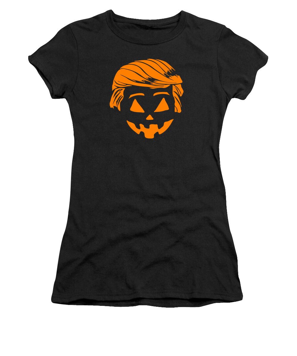 Funny Women's T-Shirt featuring the digital art Trump Halloween Trumpkin Costume by Flippin Sweet Gear