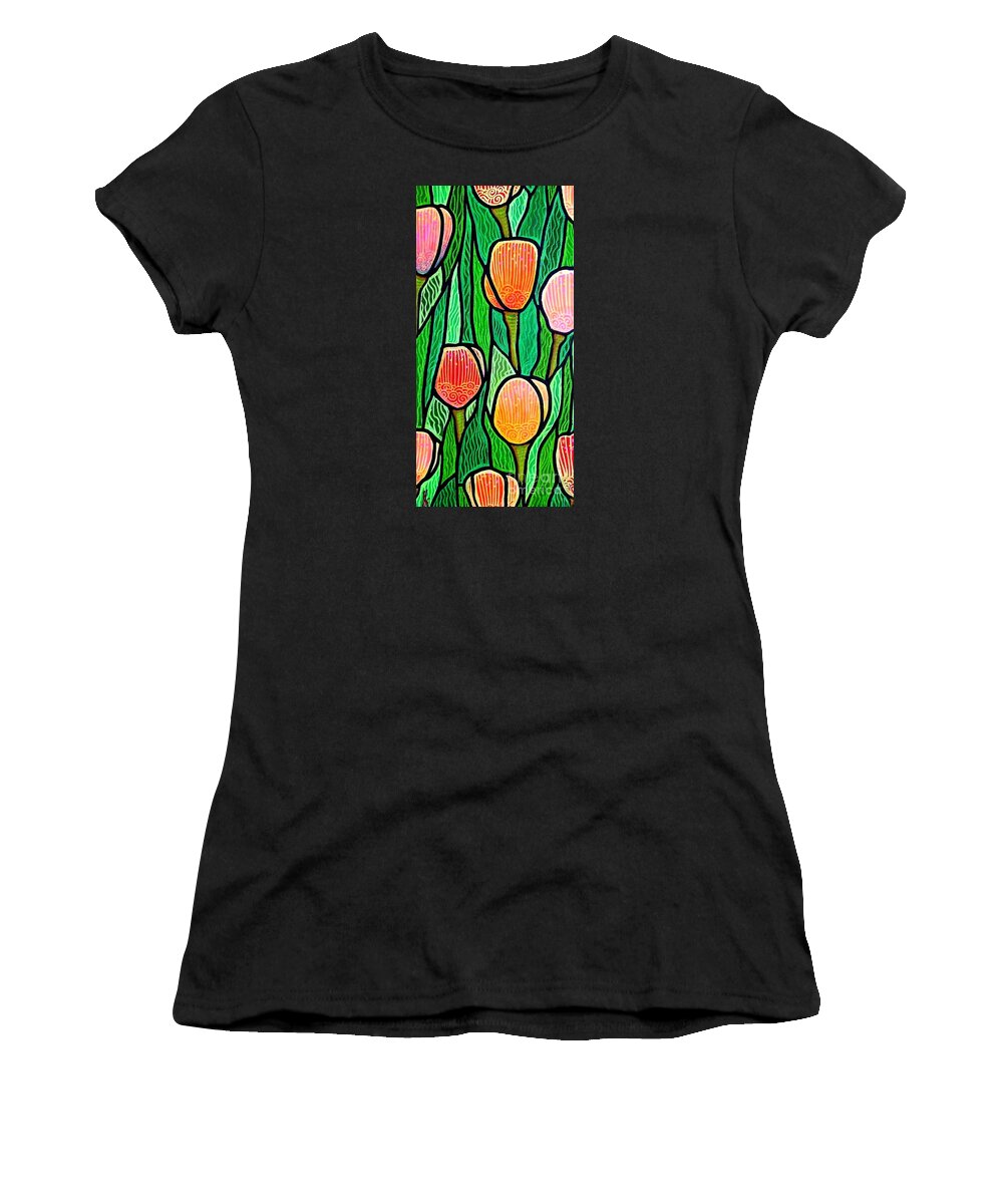 Tulips Women's T-Shirt featuring the painting Tulip Joy 3 by Jim Harris