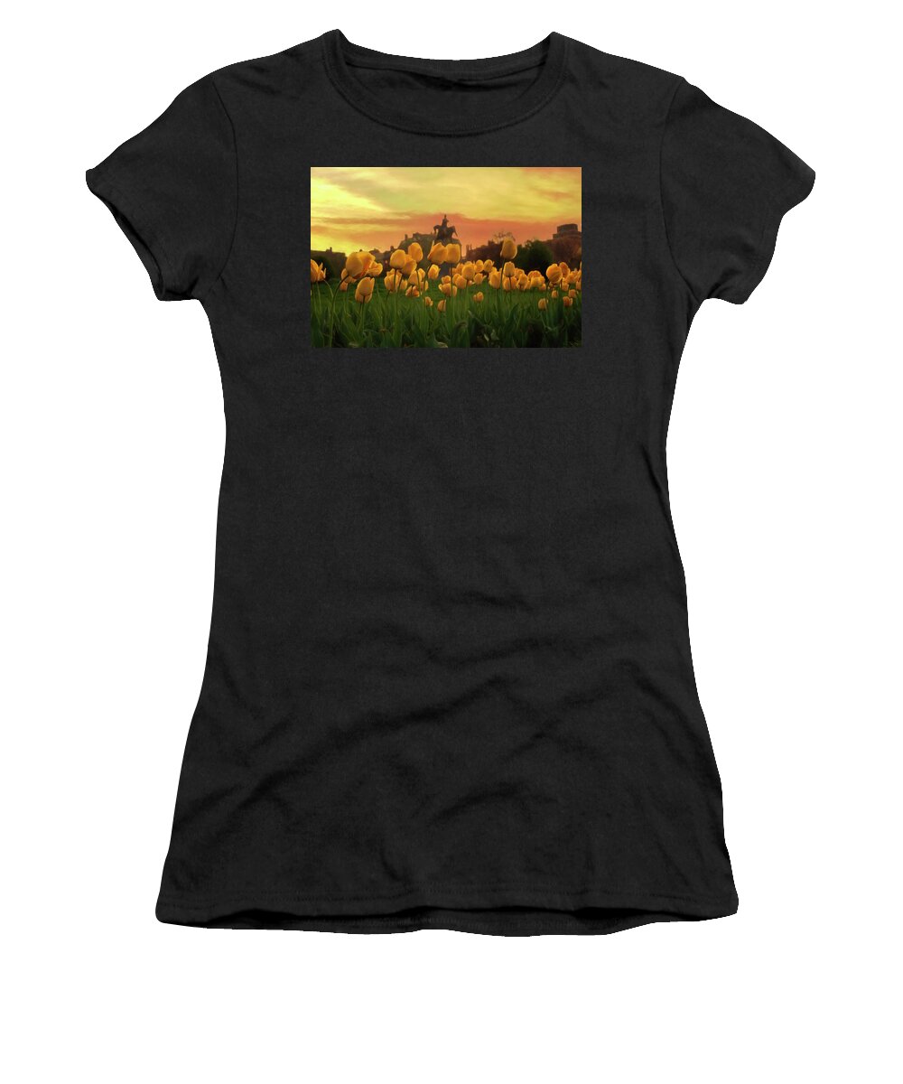 Boston Women's T-Shirt featuring the photograph Tulips in the Boston Public Garden by Joann Vitali