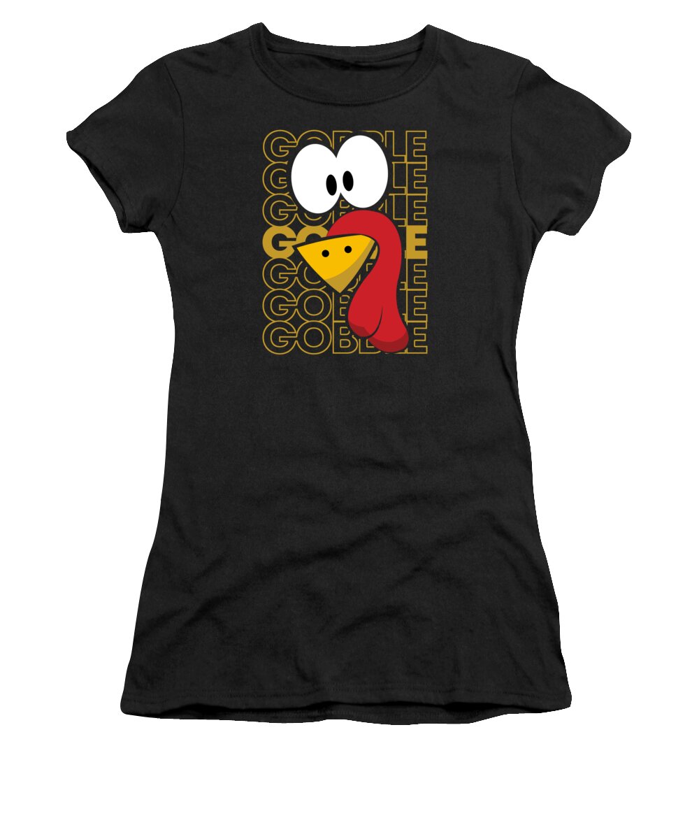 Thanksgiving 2023 Women's T-Shirt featuring the digital art Turkey Face Gobble Gobble by Flippin Sweet Gear