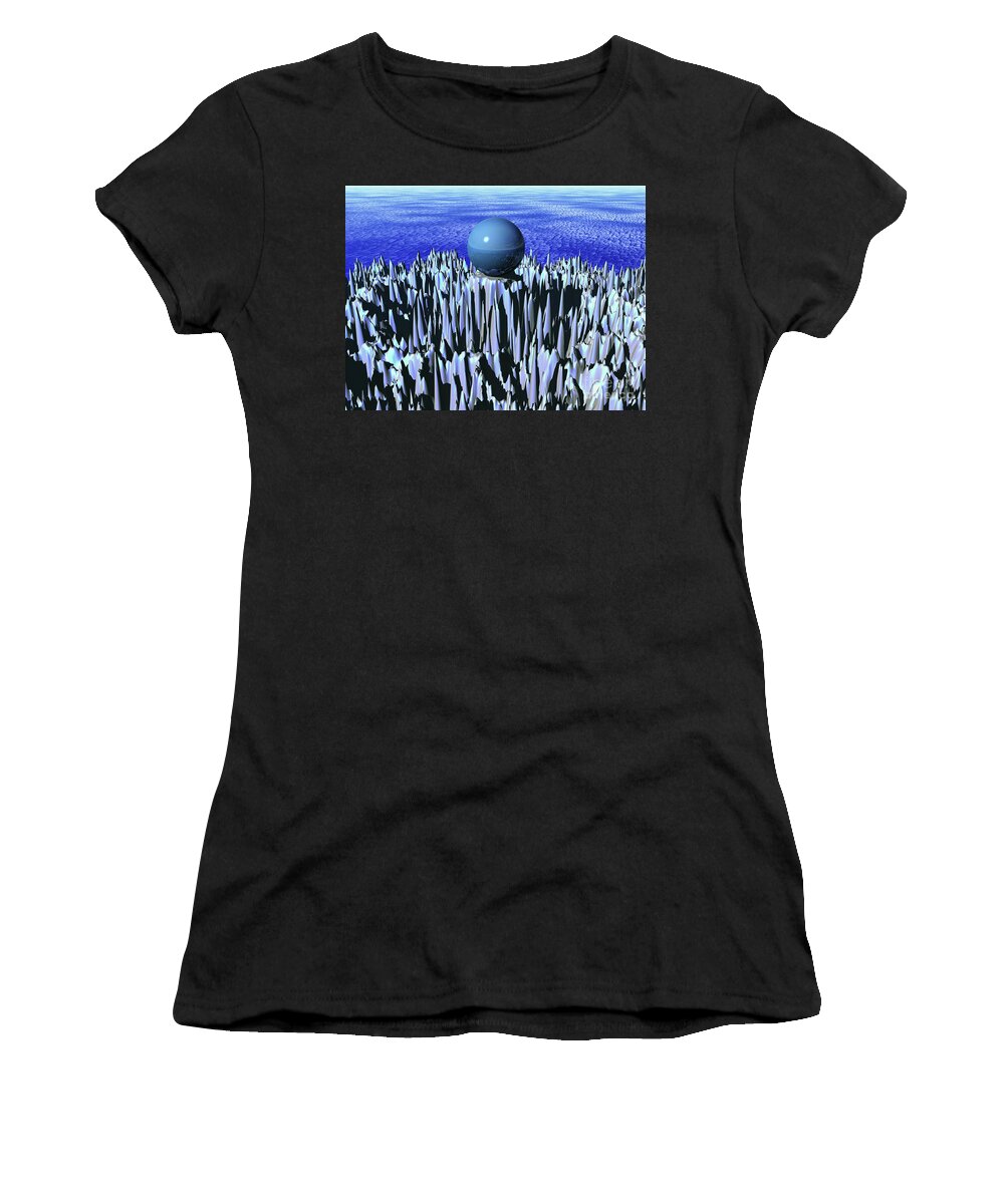 Landscape Women's T-Shirt featuring the digital art Turquoise Sphere by Phil Perkins