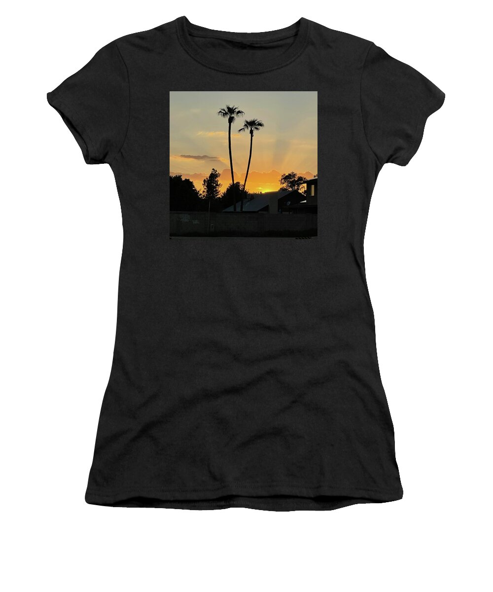 Sunset Women's T-Shirt featuring the photograph Twin Palm Sunset by Grey Coopre