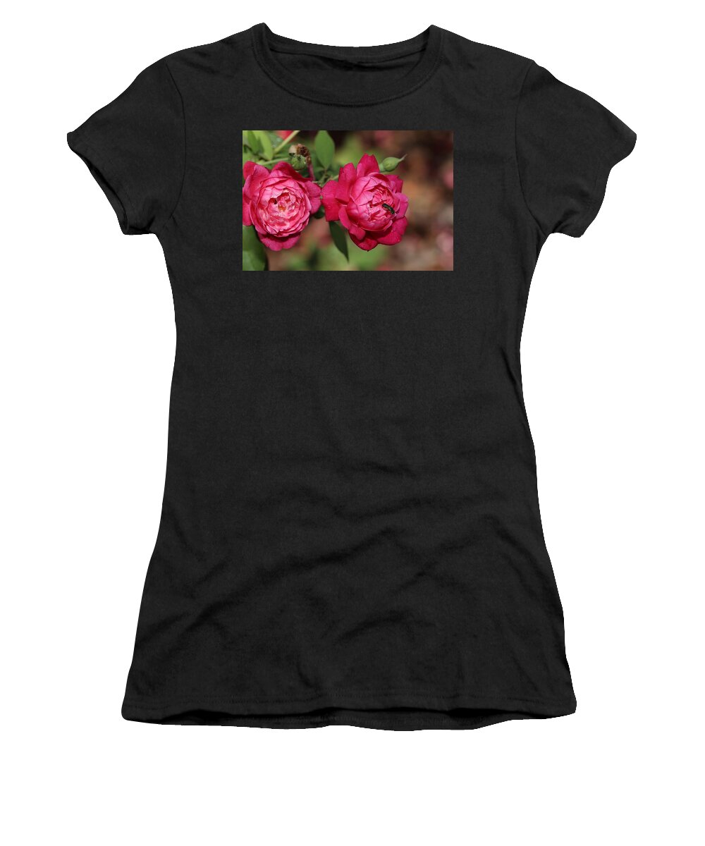 Rose Women's T-Shirt featuring the photograph Twin Roses by Mingming Jiang