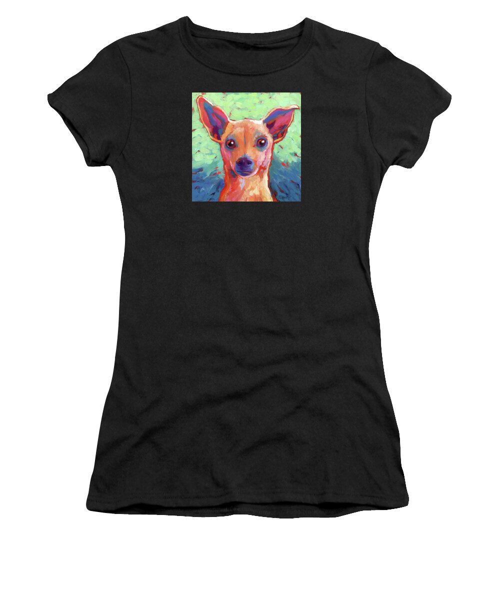 Dog Women's T-Shirt featuring the painting Twyla Chihuahua by Linda Ruiz-Lozito