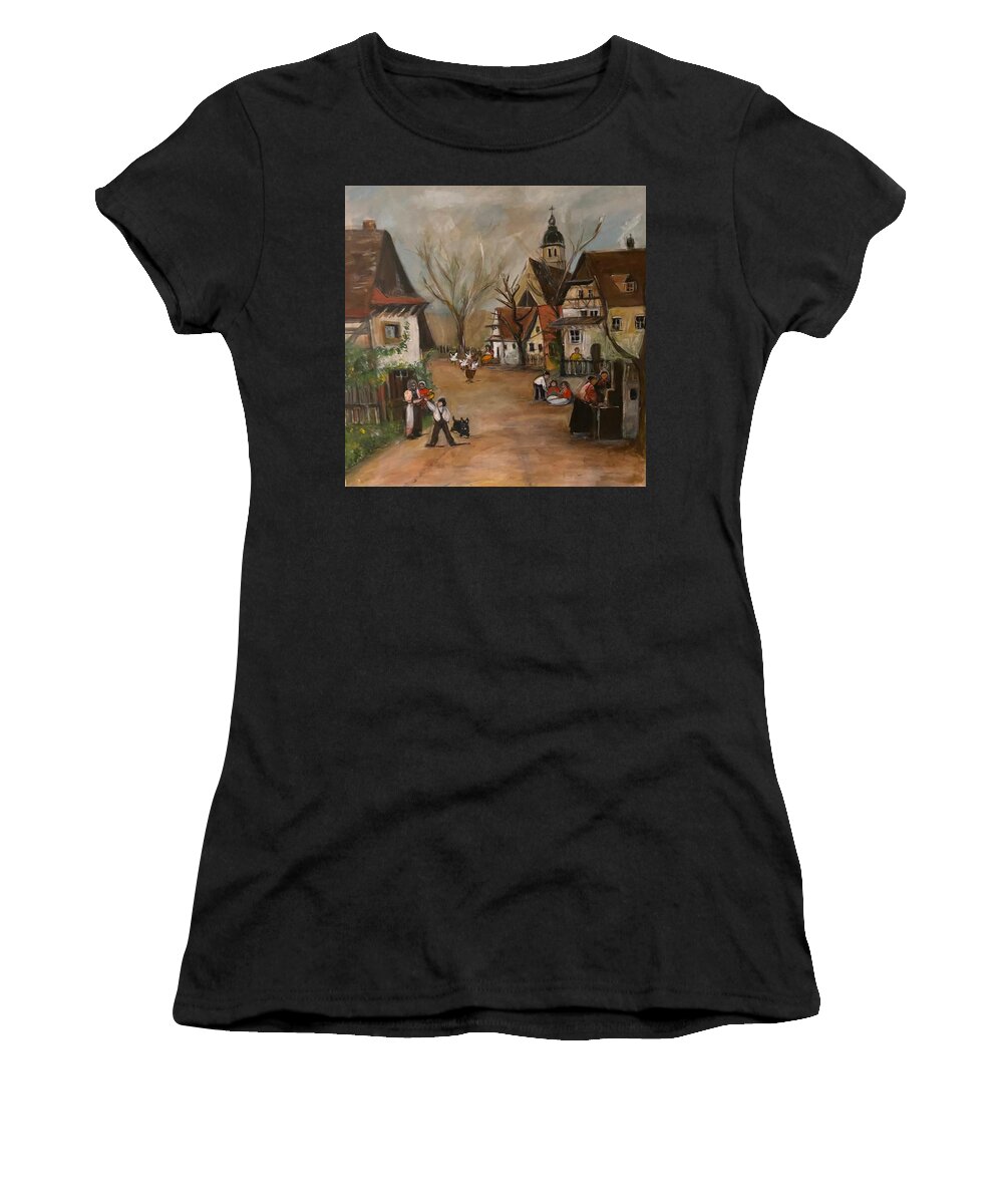 Village Women's T-Shirt featuring the painting Ukrainian Village by Denice Palanuk Wilson