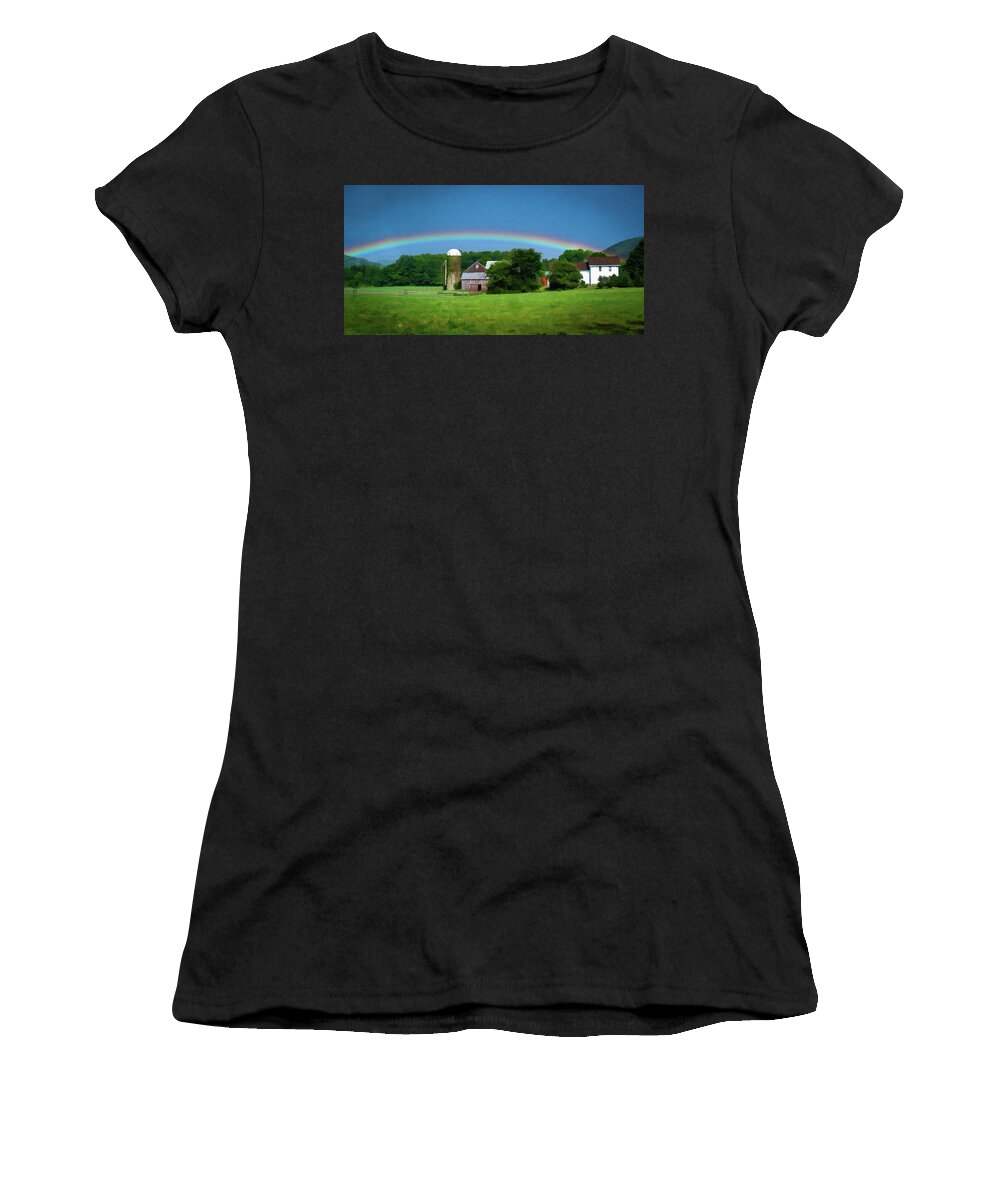 Lisa Women's T-Shirt featuring the digital art Under the Rainbow by Monroe Payne