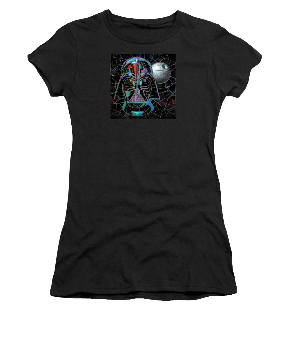 Darth Vader Mosaic Art Women's T-Shirt featuring the glass art Vader by Cherie Bosela