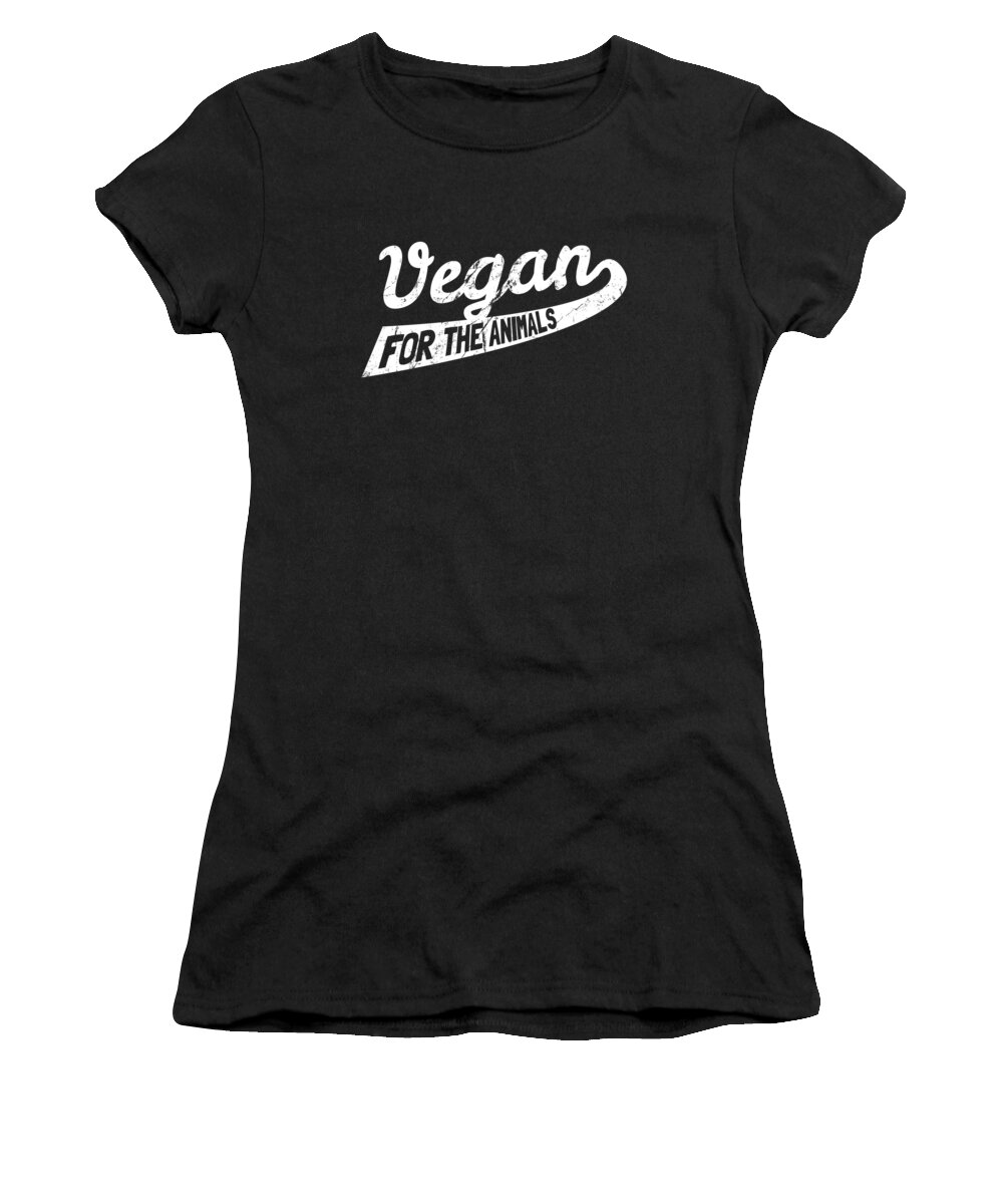 Funny Women's T-Shirt featuring the digital art Vegan For The Animals by Flippin Sweet Gear