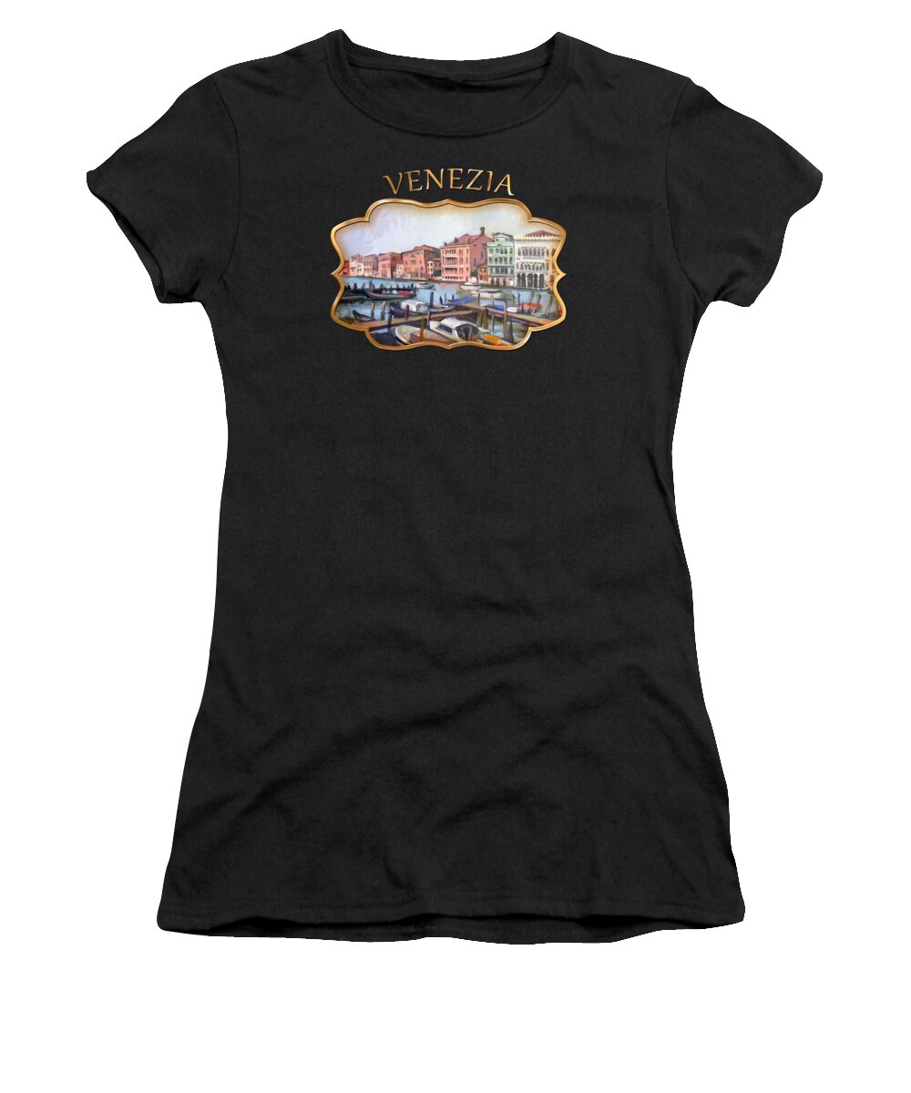 Canal Grande Women's T-Shirt featuring the painting View of Canal Grande by Filip Mihail