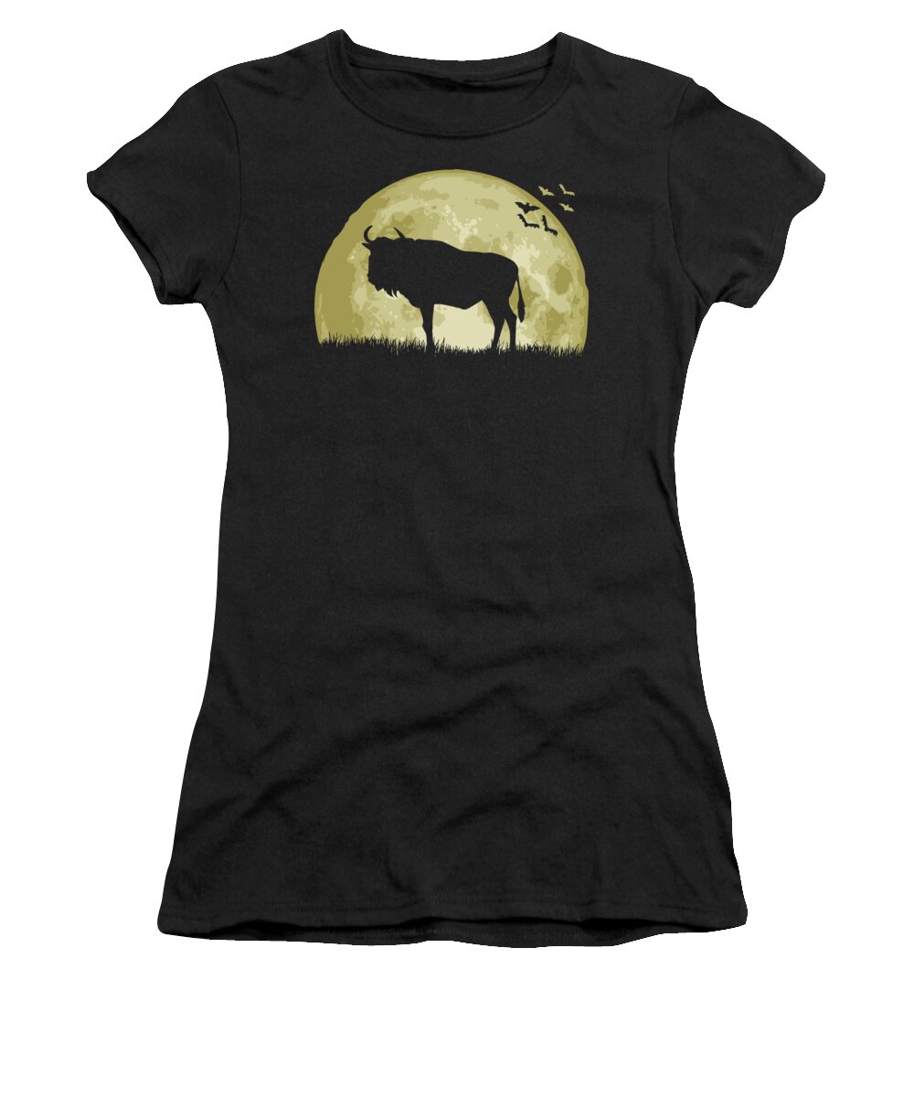 Water Women's T-Shirt featuring the digital art Water Buffalo Full Moon by Filip Schpindel
