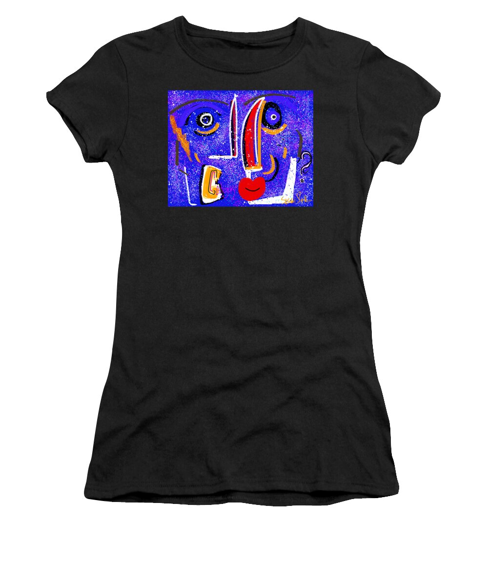 Iplaid Women's T-Shirt featuring the digital art What Is? In memoriam to Alex Trebek by Susan Fielder