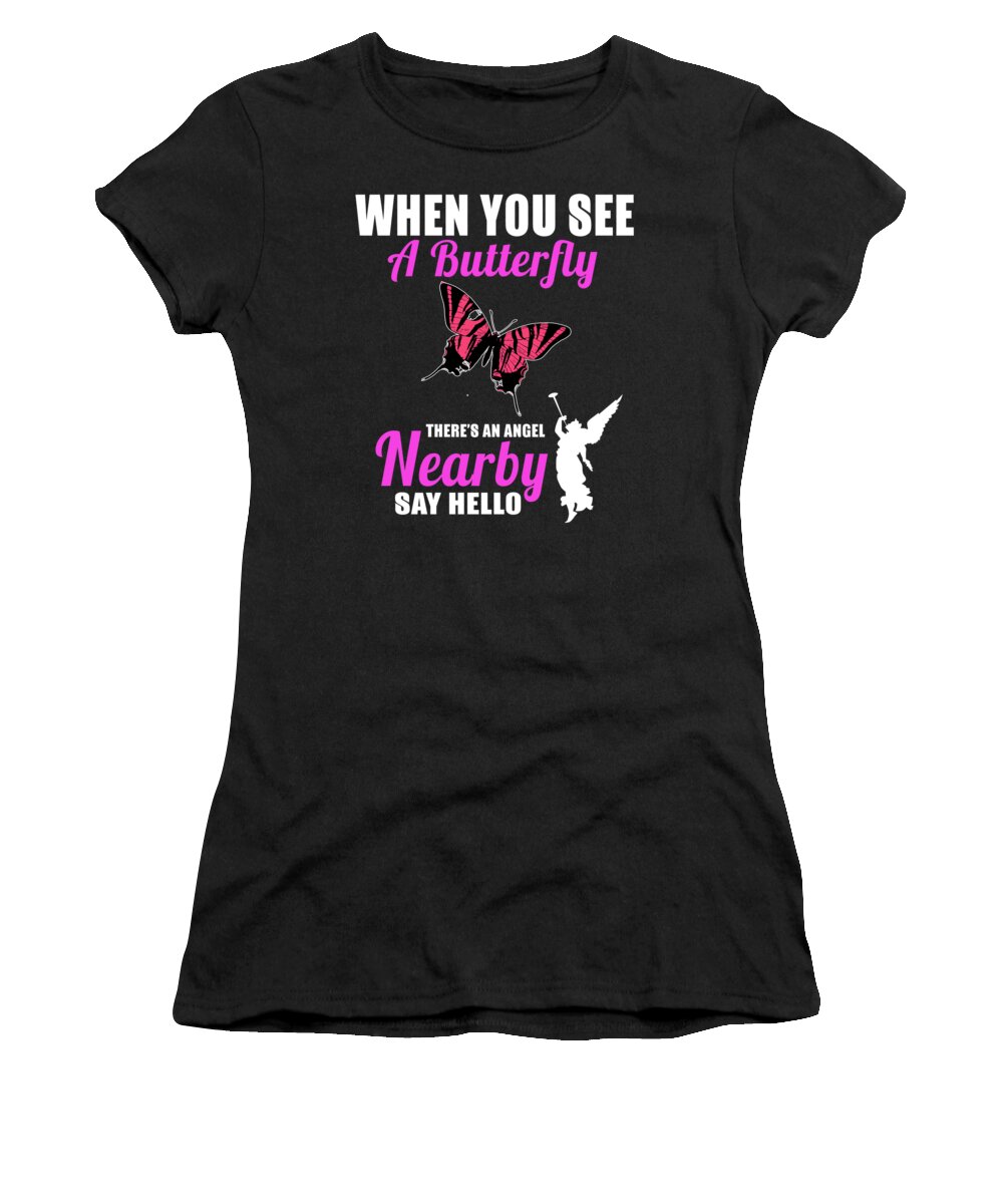 Crazy Butterfly Lady Women's T-Shirt featuring the digital art When You See A Butterfly by Jacob Zelazny