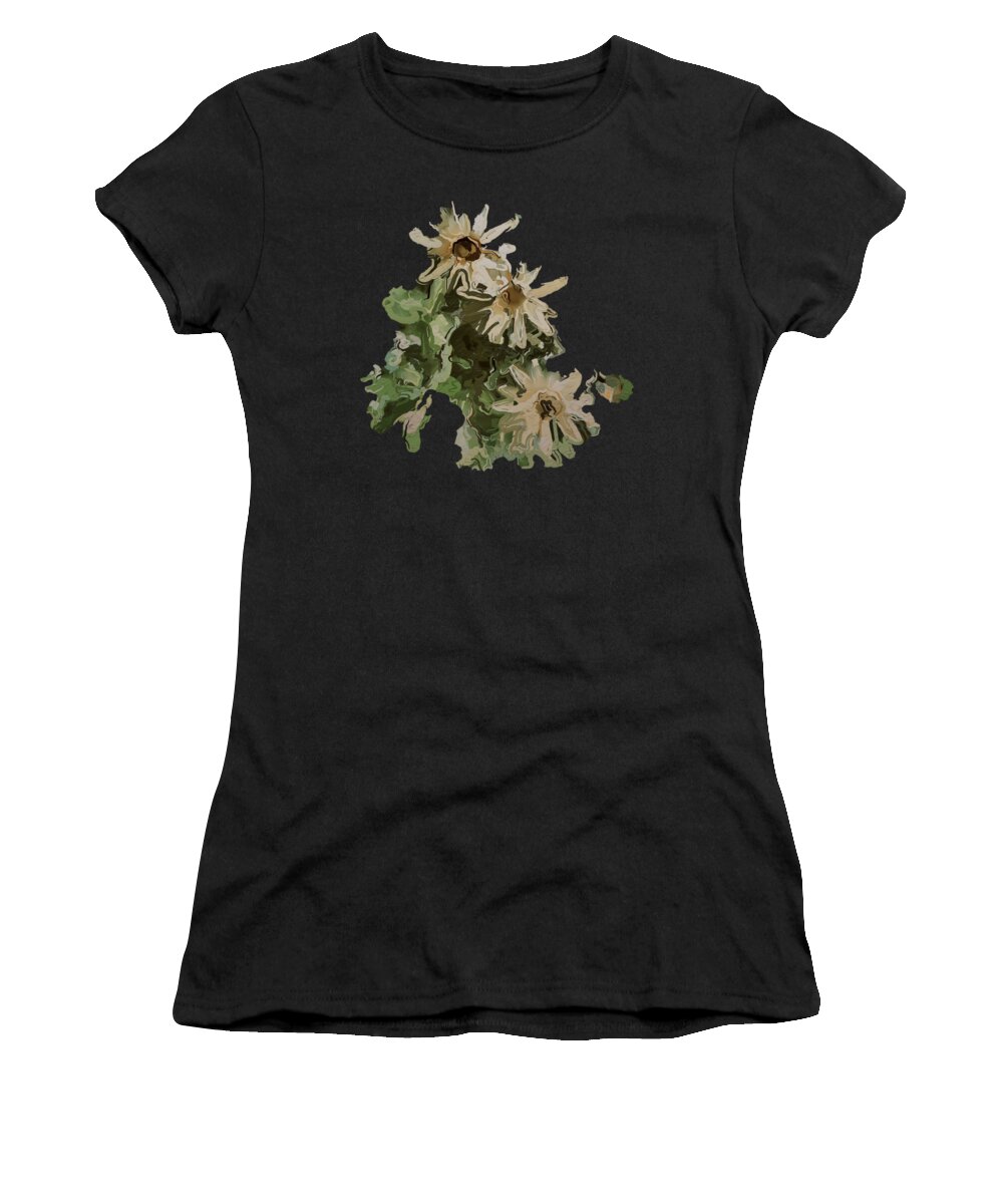 Abstract Floral Pattern Women's T-Shirt featuring the digital art Wildflowers on Green Grass Impressionist Art by Errol DSouza