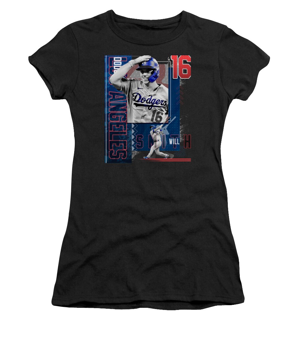 Will Smith Baseball Paper Poster Dodgers 2 Women's T-Shirt