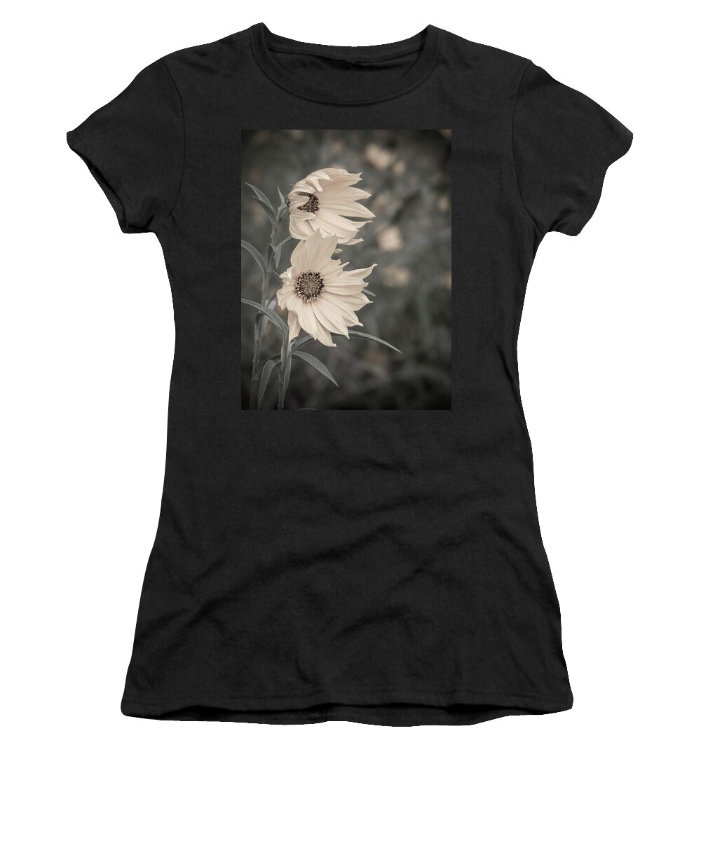Sunflower Women's T-Shirt featuring the photograph Windblown Wild Sunflowers by Patti Deters