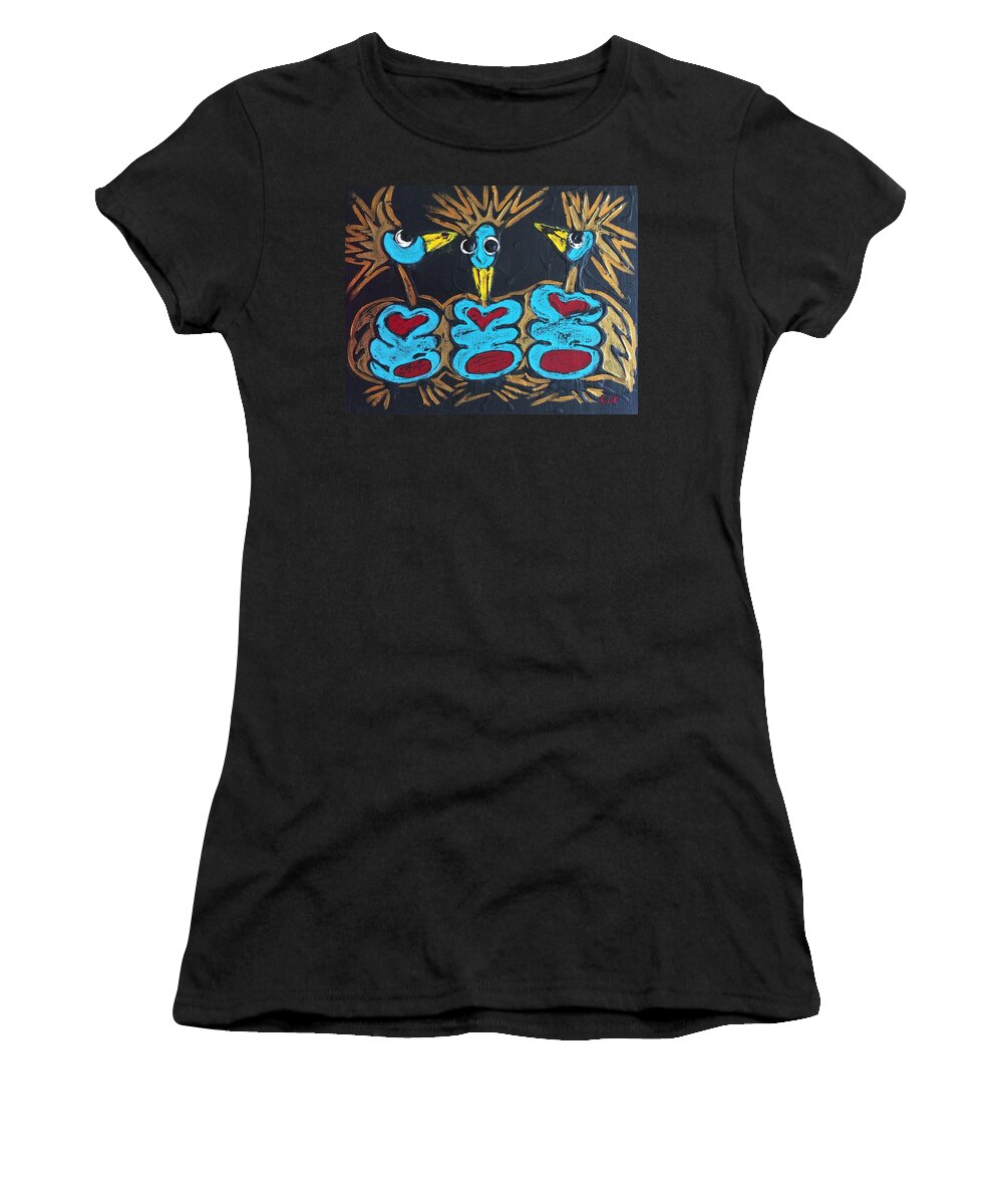 Birds Women's T-Shirt featuring the painting Winged Narrative 2 by Cleaster Cotton