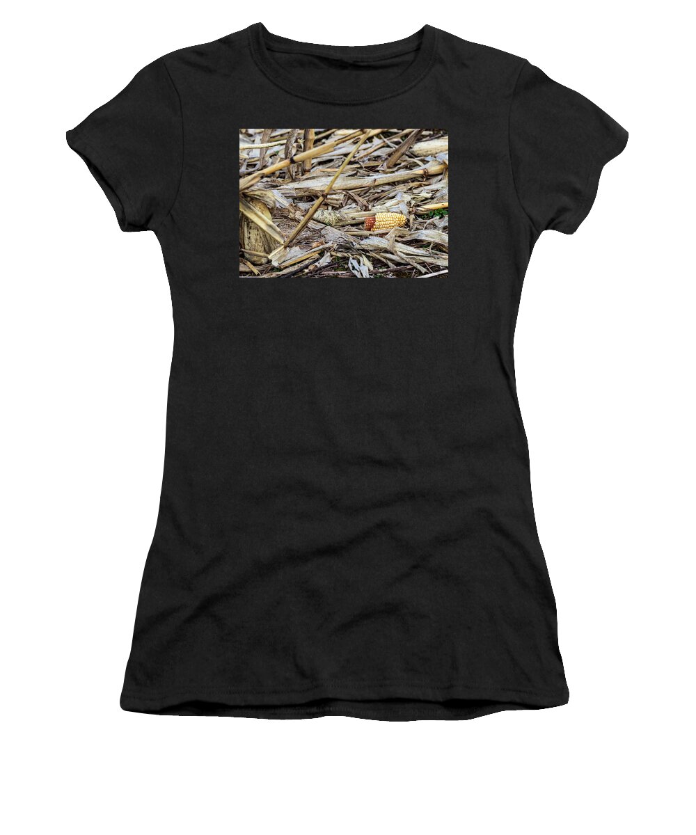Farming Women's T-Shirt featuring the photograph Winter Corn Field by Amelia Pearn