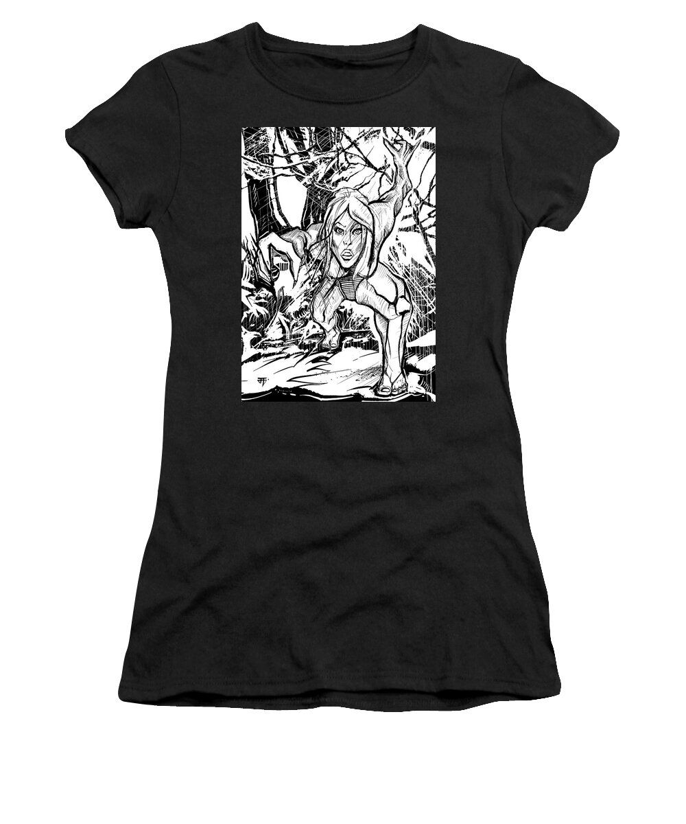 Womanzan Ink Women's T-Shirt featuring the painting womanzan INK by John Gholson