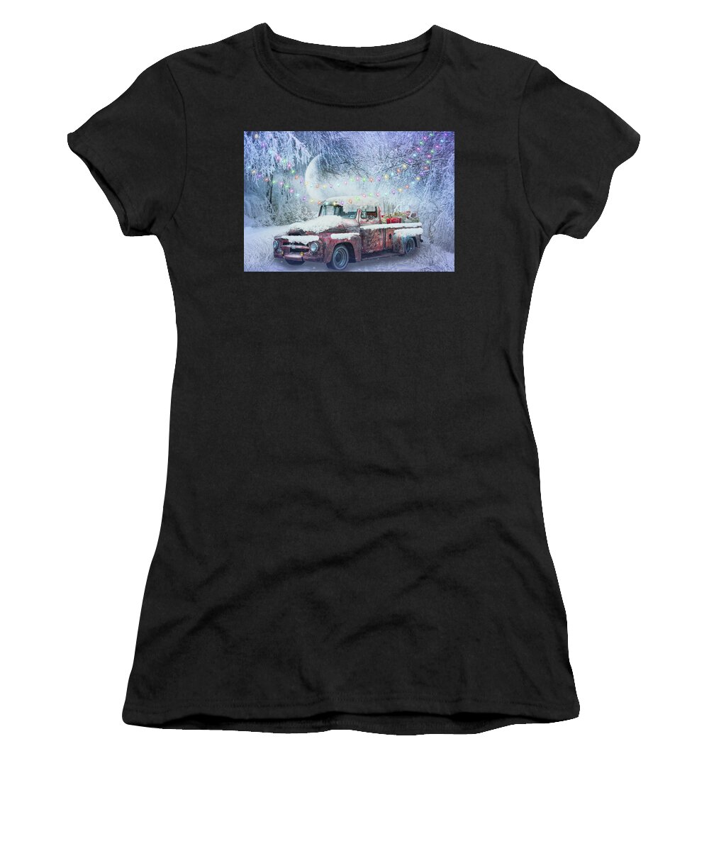 Christmas Women's T-Shirt featuring the photograph Wonderland of Country Lights by Debra and Dave Vanderlaan