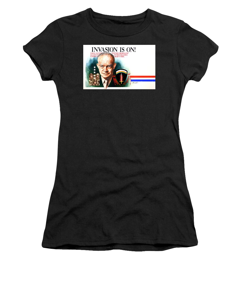 Chris Calle Women's T-Shirt featuring the painting World War II - D-Day - General Eisenhower by Chris Calle