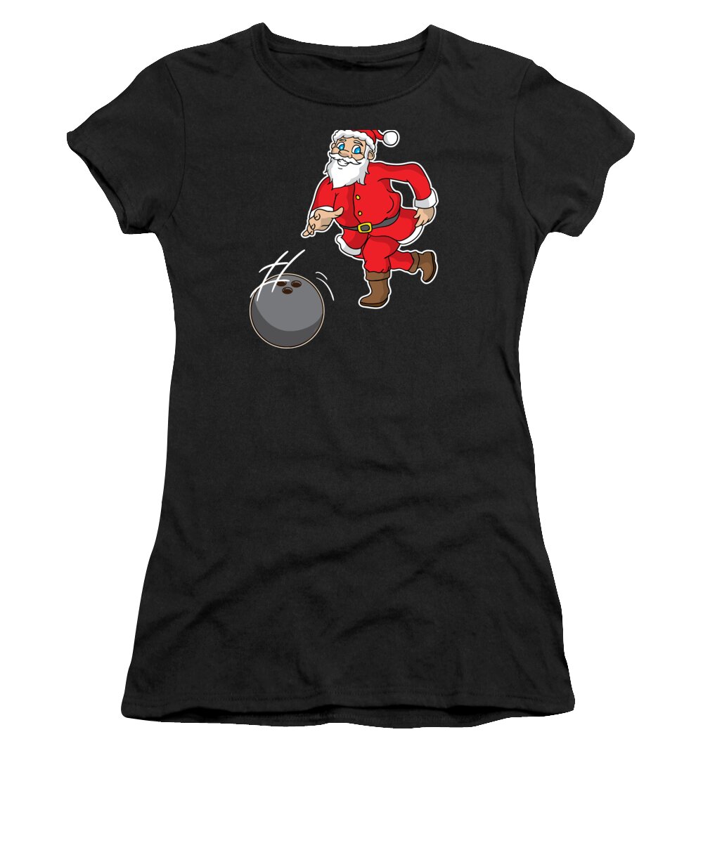 Bowling Women's T-Shirt featuring the digital art Xmas Santa Bowling Fan Christmas Holiday Gift by Haselshirt