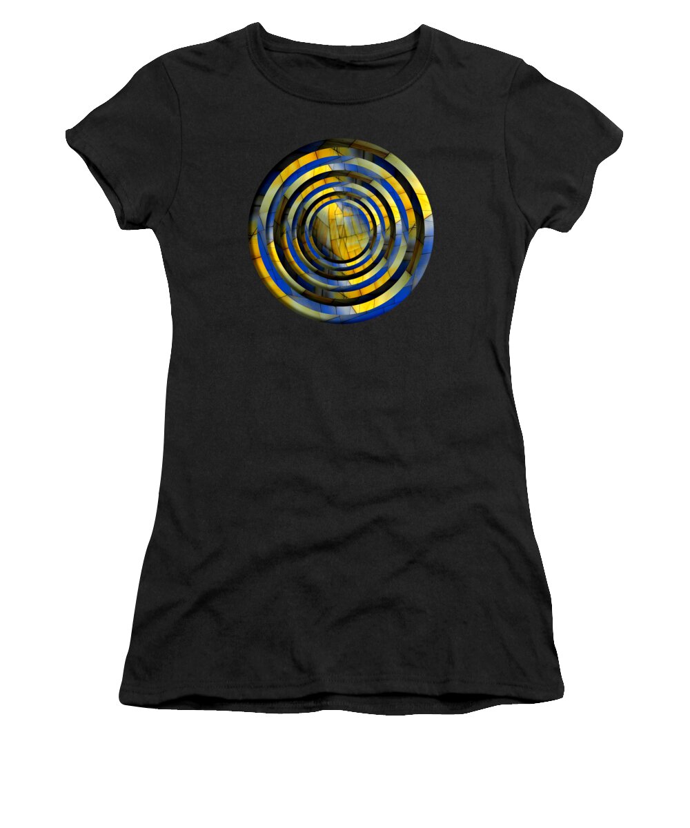 Graphic Women's T-Shirt featuring the digital art Yellow and Blue Metal Circles Sans Border by Pelo Blanco Photo