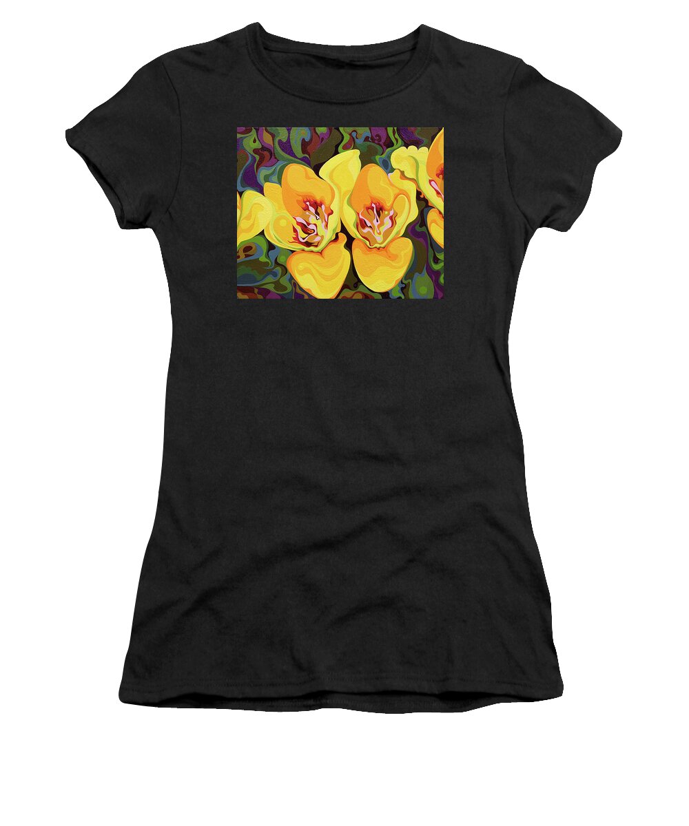Yellow Women's T-Shirt featuring the painting Yellow Surprise by Amy Ferrari