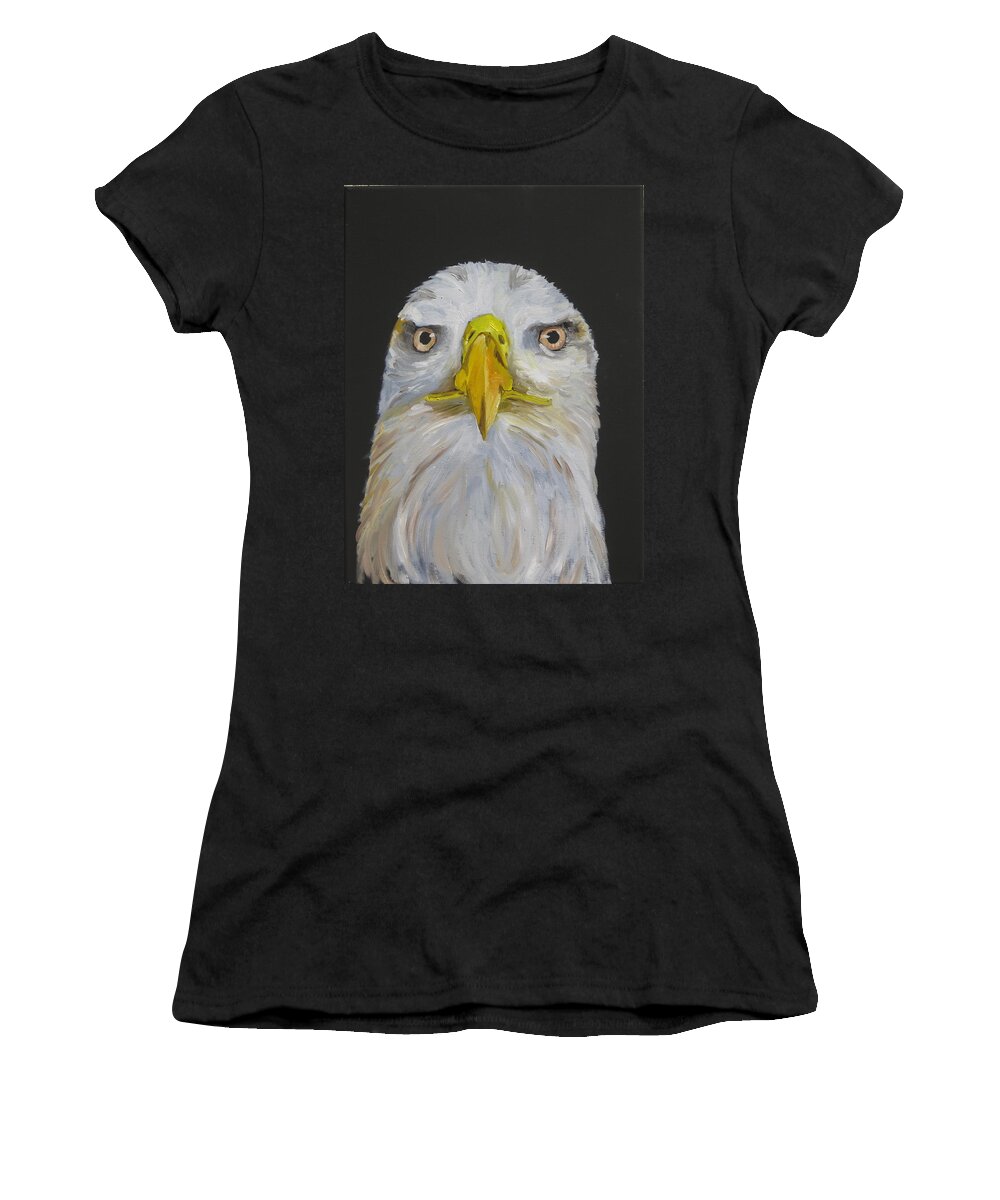 Bird Women's T-Shirt featuring the painting Young bald eagle by Teresa Smith